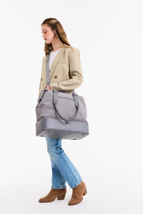 Mini Weekender Travel Bag in Grey - Perfect for Weekend Getaways & Short Trips
