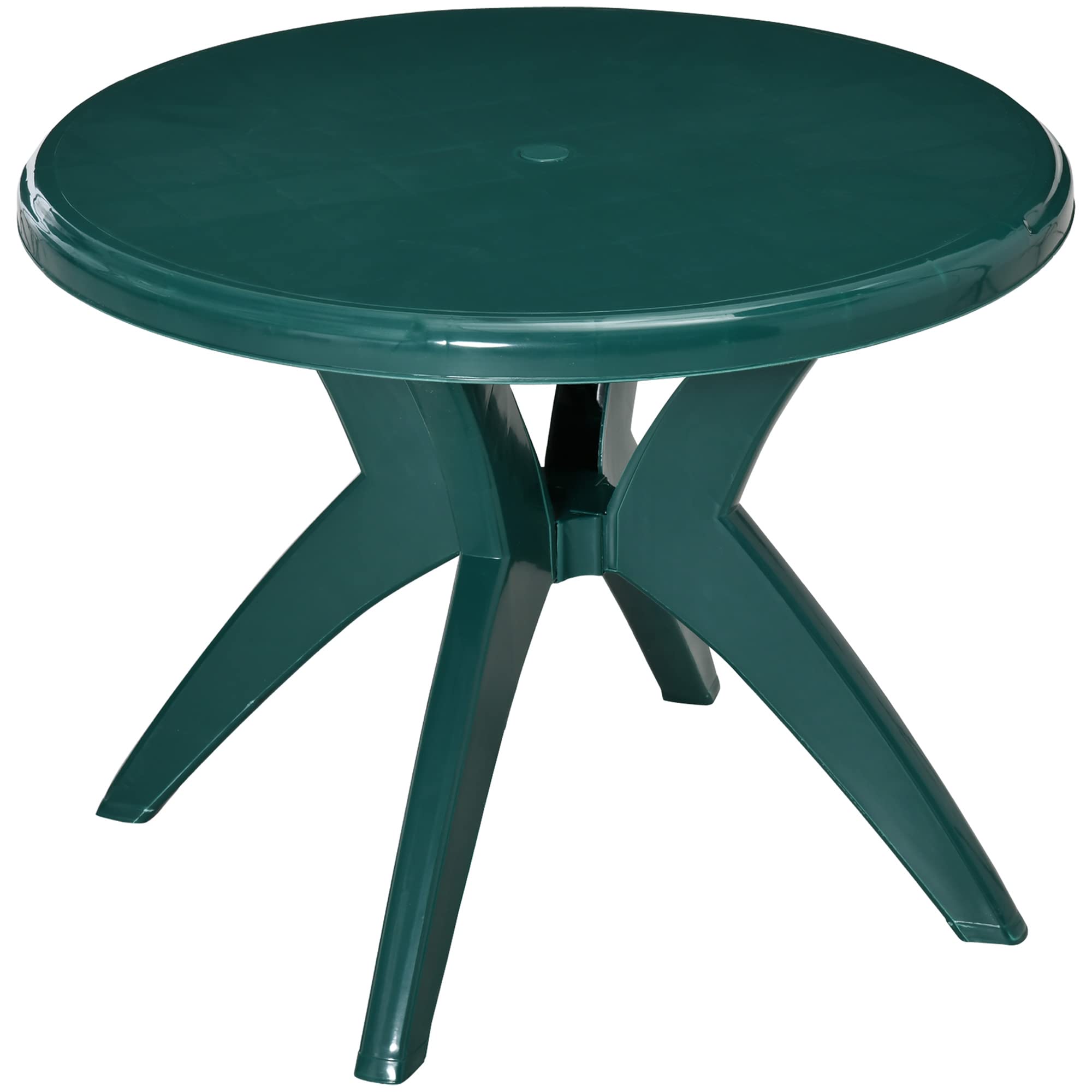 Outsunny 36.25 Inch Round Plastic Outdoor Patio Table with Umbrella Hole - Weather-Resistant Bistro Dining Table for Garden, Backyard, Poolside, Restaurant, Cafe | Perfect for Outdoor Entertaining, Al Fresco Dining, and Relaxing in Your Yard