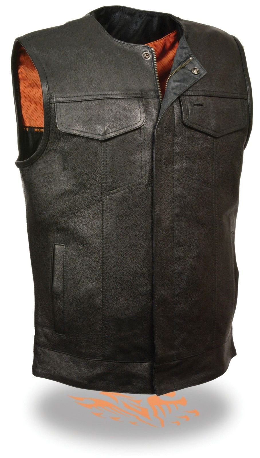 Milwaukee Leather Men's Motorcycle Vest - SOA Style Biker Jacket with Gun Pockets & Zipper Closure (Large) | Perfect for Riding, Motorcycle Clubs & Biker Events