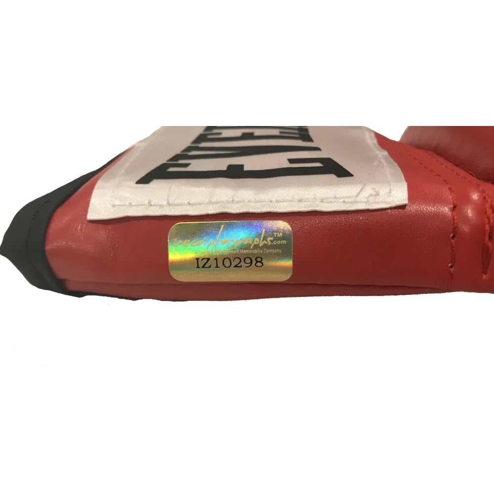 Leon vs. Michael Spinks Dual Signed Boxing Glove with COA - Authentic Muhammad Ali & Mike Tyson Memorabilia - Perfect for Boxing Fans, Collectors, and Sports Memorabilia Displays