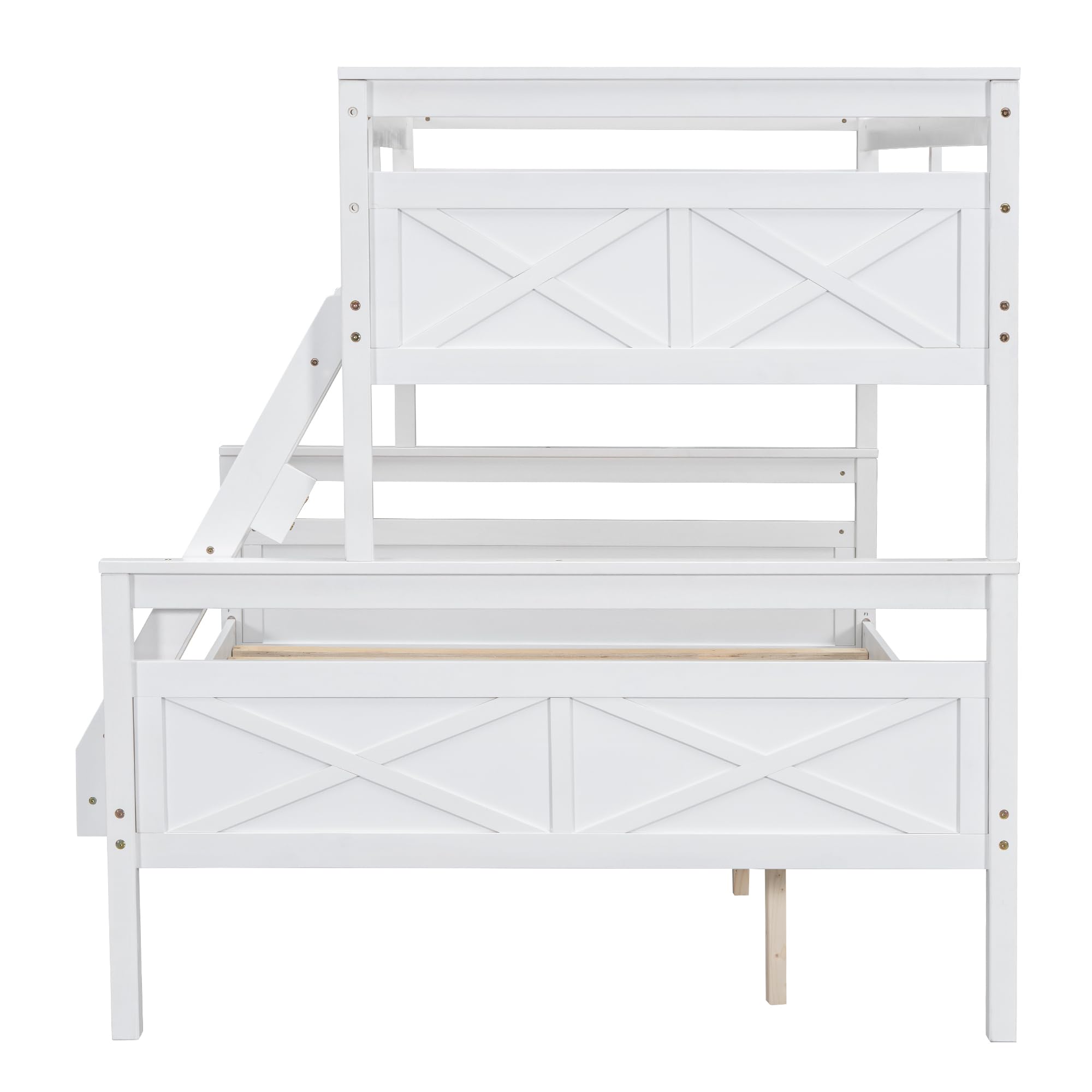 Kids Bunk Bed with Ladder & Safety Rail - Twin Over Twin Wooden Bunk Bed Frame, Convertible to 2 Separate Beds, White - Perfect for Small Bedrooms, Shared Kids Rooms & Space-Saving Solutions