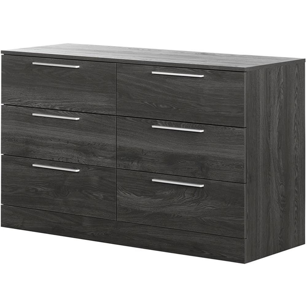 South Shore Step One Essential 6-Drawer Double Dresser in Gray Oak - Modern Bedroom Storage Solution for Kids, Teens & Adults