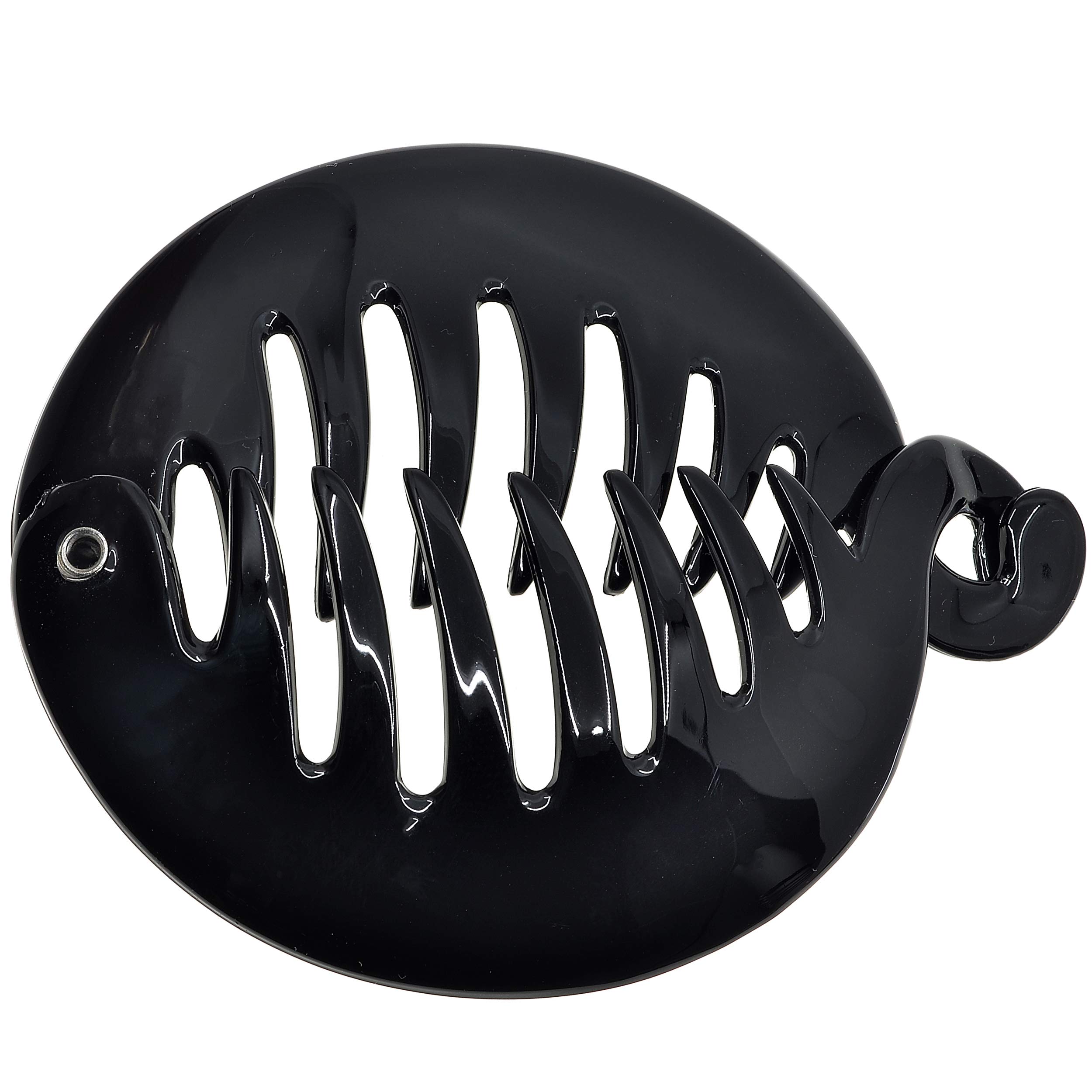 Camila Paris CP2874 French Banana Clip Hair Comb - 3.25 Inch Black Round Ponytail Holder for Women | Interlocking Banana Combs for Volume & Thick Hair | Fashion Hair Accessories Made in France | Perfect for Work, Parties & Everyday Styling