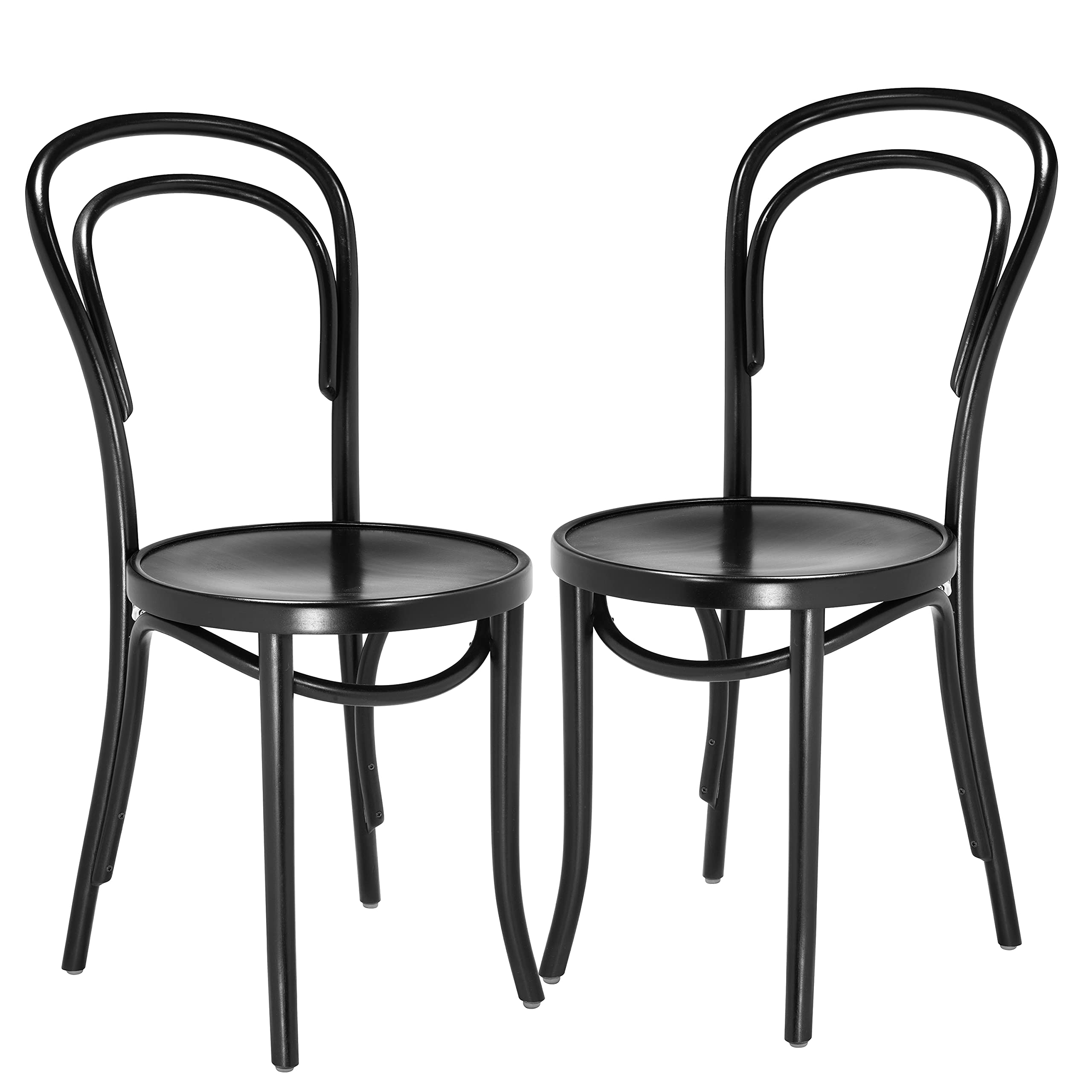 Handcrafted Bentwood 1014 Michael Thonet Side Chair - Solid Beechwood Frame Dining Chair - Rustic Home Decor for Kitchen, Dining Room, Bedroom, Bistro & Vanity - Black Set of 2 - Perfect for Small Spaces & Vintage-Inspired Interiors