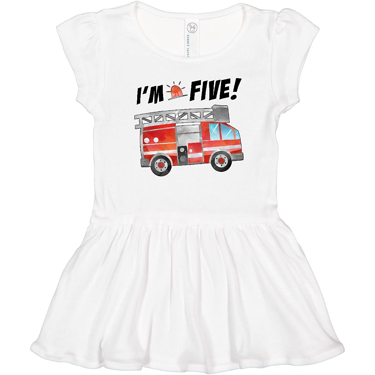 inktastic I'm 5 Fire Truck 5th Birthday Toddler Dress for Girls - Fun Party Outfit, Cute Casual Wear & Special Occasion Gift