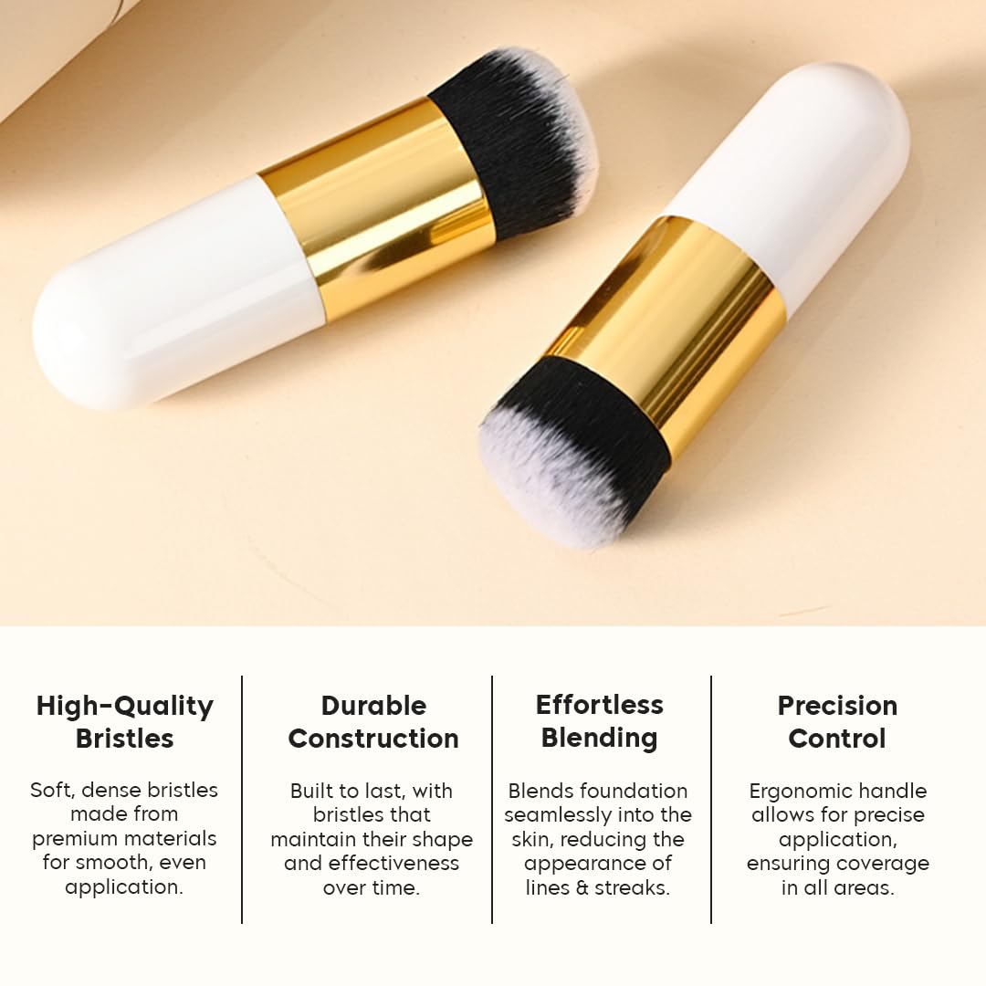 Gleva Professional Makeup Brush - Flat Top Mineral Powder Brush for Liquid Foundation, Concealer, Cream & Bronzer | Portable Travel Face Blush & Buffing Brush | Perfect for Everyday Makeup, Contouring & On-The-Go Touch-Ups
