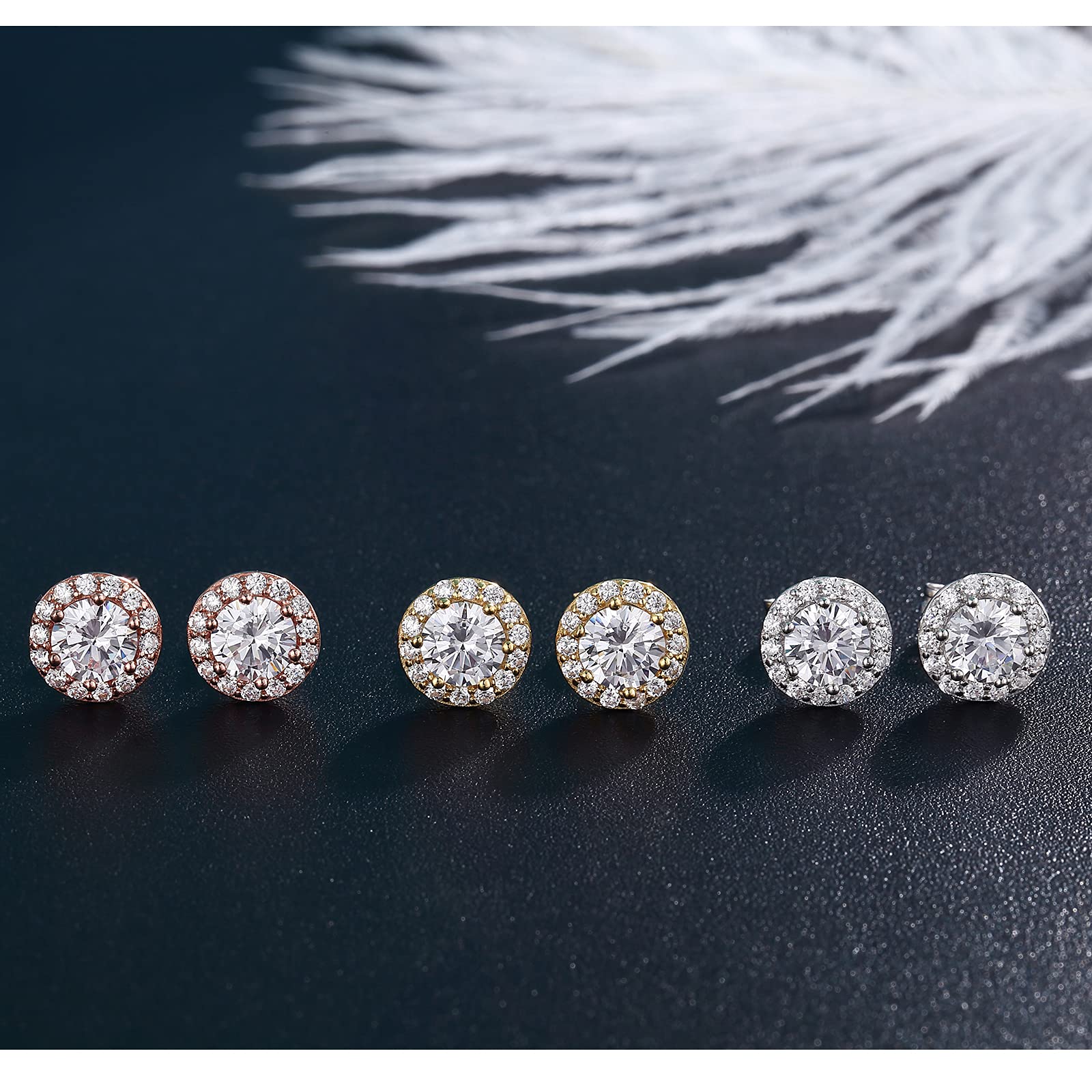 925 Sterling Silver Halo Stud Earrings for Women - Cubic Zirconia Diamond Earrings | Hypoallergenic Unisex Jewelry Gift for Anniversary, Wedding & Everyday Wear