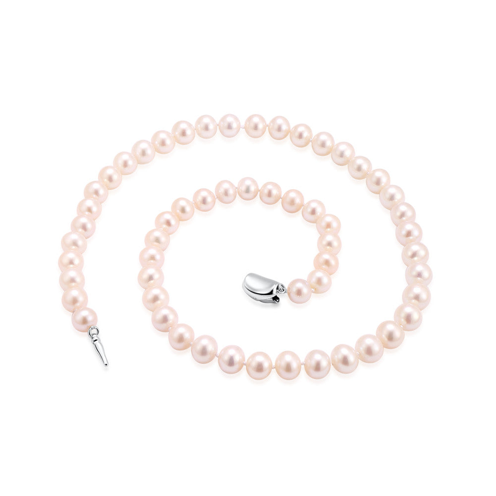 MABELLA AAA Grade Cultured Round White Freshwater Pearl Necklace - High Luster Elegant Jewelry for Women, Perfect for Weddings, Parties & Special Occasions