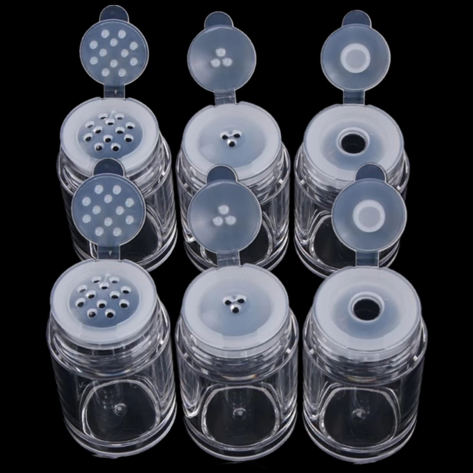 6-Pack 10ml Clear Empty Cosmetic Powder Jars - Refillable Travel Containers for Loose Powder, Glitter & Eyeshadow | Perfect for Makeup Artists & Travelers