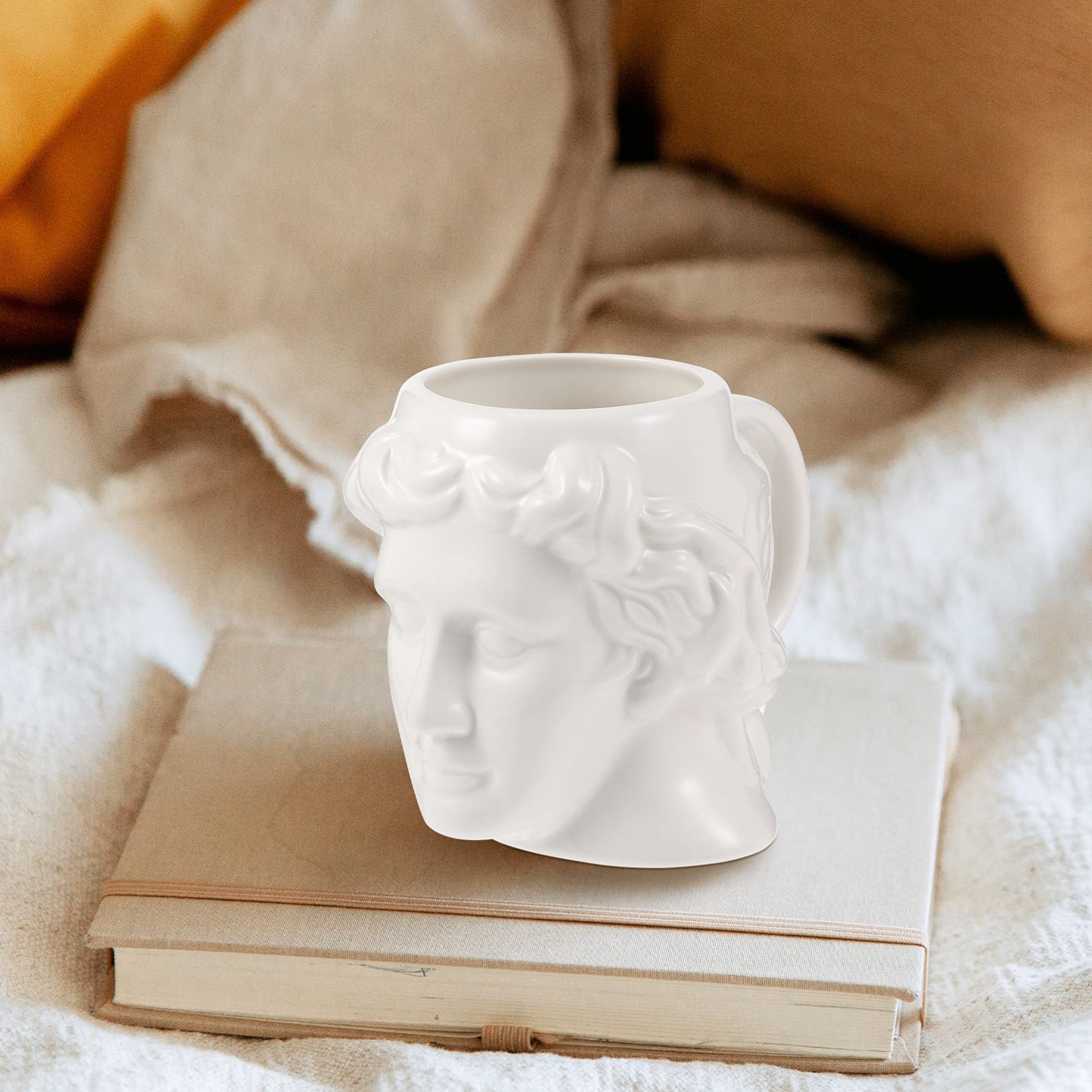 DOITOOL David Head Mug - Greek Statue Inspired Ceramic Coffee Cup for Morning Tea & Milk | Decorative Porcelain Goblet for Home & Office | Perfect Gift for Art Lovers & Coffee Enthusiasts