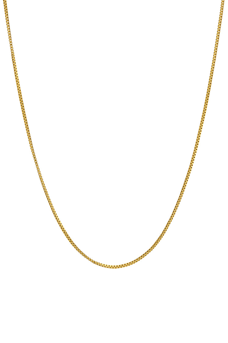 Stylish Men's Thin Box Chain Necklace - 18K Gold Plated Stainless Steel Dainty Cuban Link Choker for Everyday Wear & Gifts