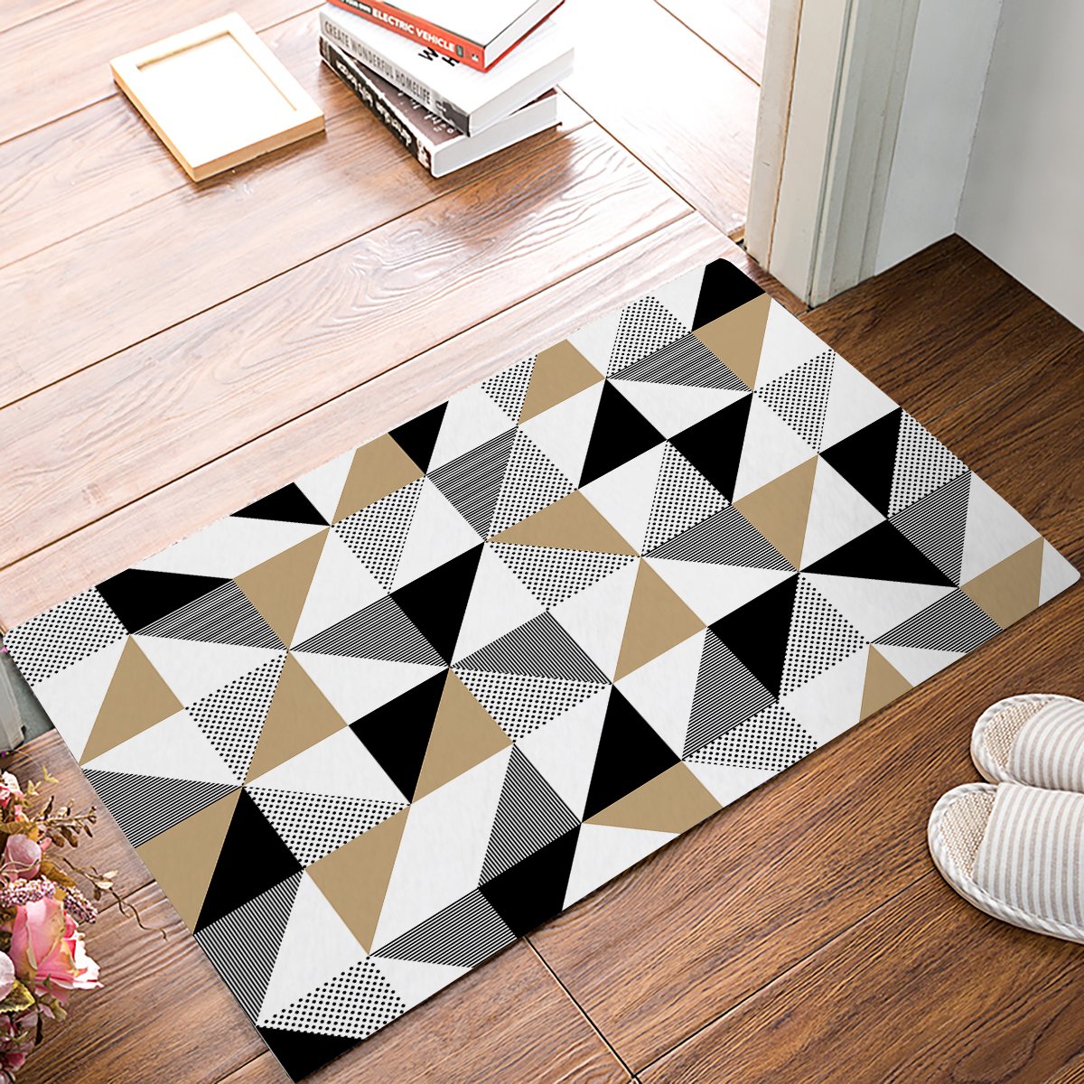 Segard Non-Slip Geometric Triangle Doormat - Modern Welcome Mat for Indoor Entrance, Bathroom Rug & Home Decor - Perfect for Front Door, Mudroom & Apartment Floor Protection