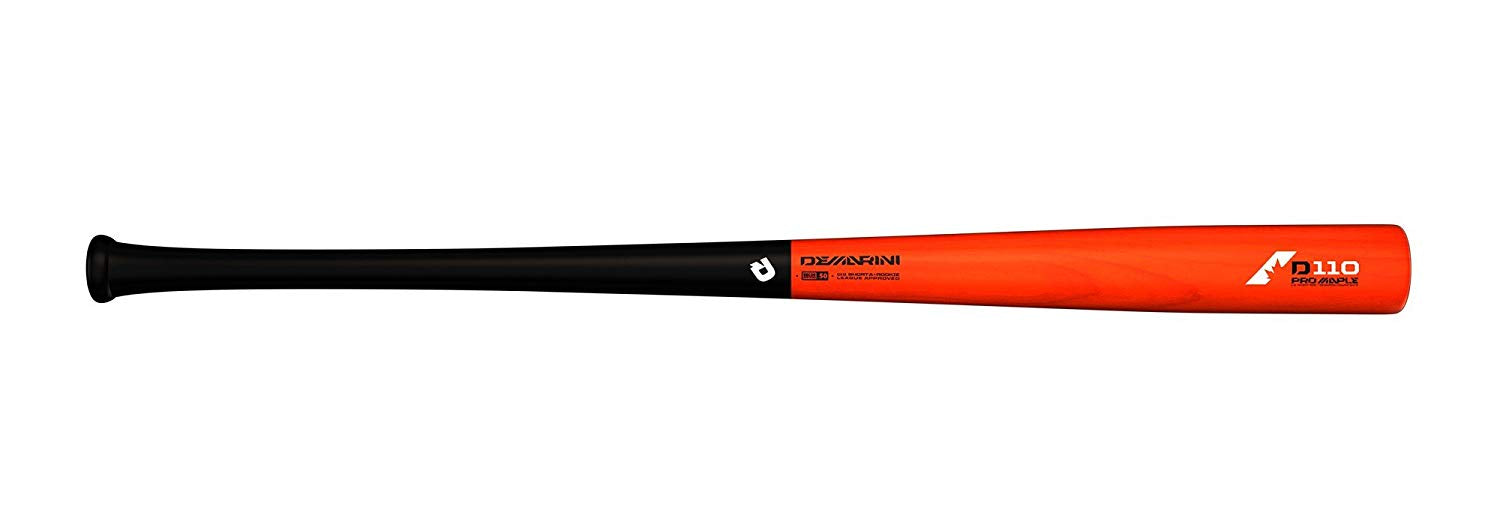 DeMarini 2018 D110 Pro Maple Wood Composite Adult Baseball Bat 33/30 Orange/Black - Perfect for Professional Training & League Games