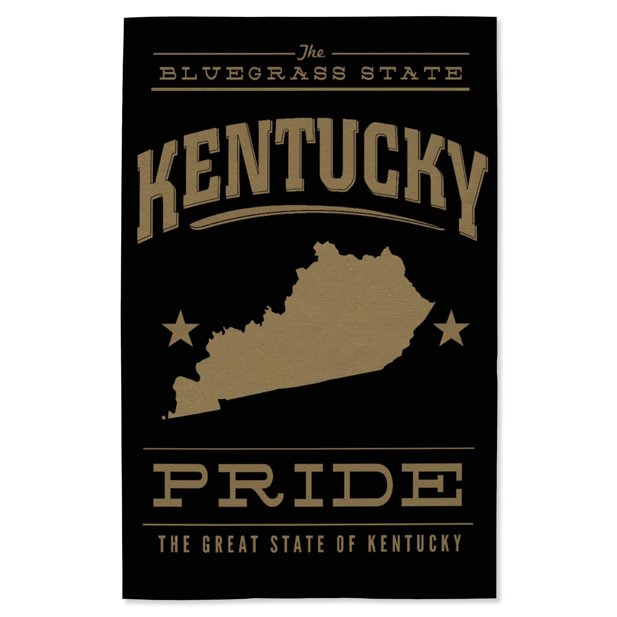 Lantern Press 16x24 Inch Giclee Art Print - Kentucky State Pride Gold on Black Wall Decor - Perfect for Home, Office & Gift Giving