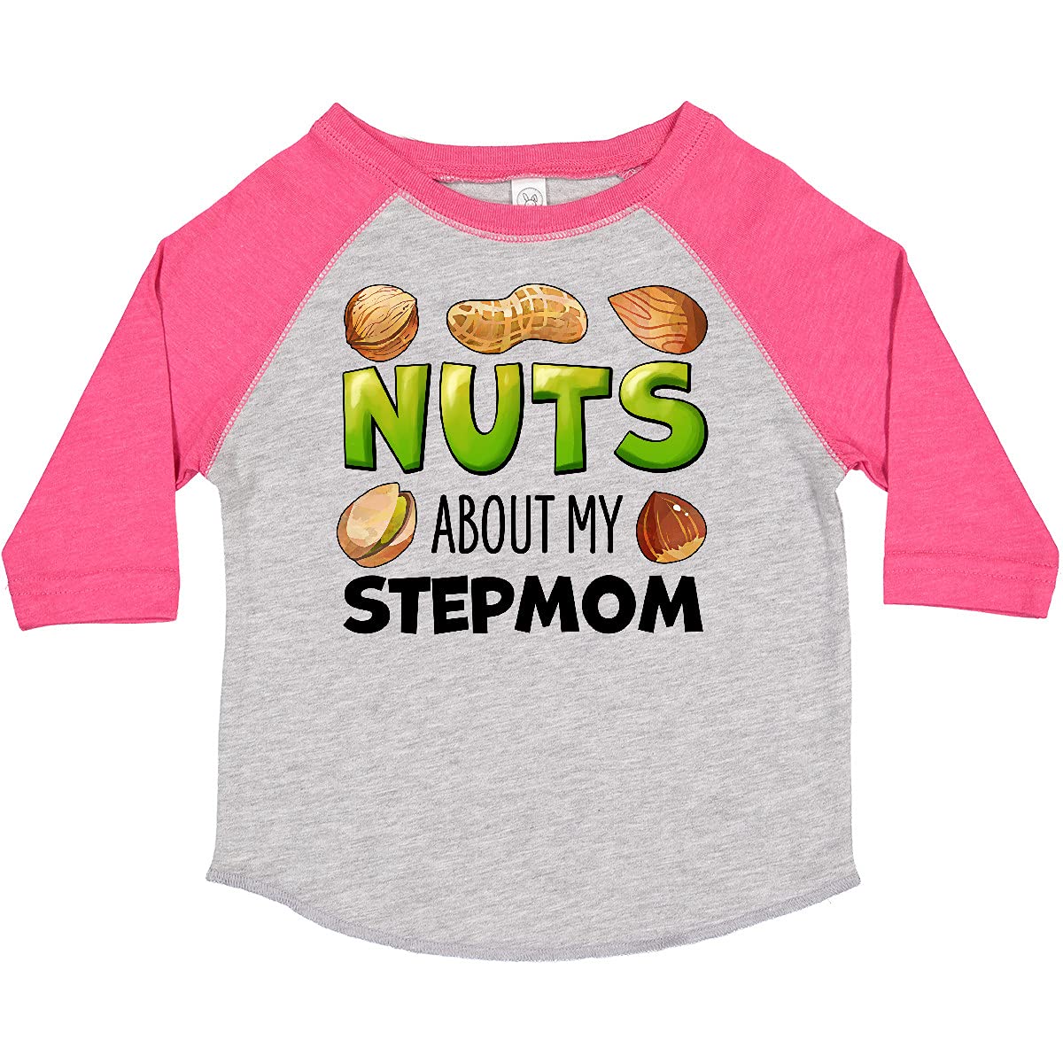 Funny Nuts About My Stepmom Peanut Almond Pistachio Toddler T-Shirt - Cute Family Matching Outfit for Mother's Day & Stepfamily Gifts