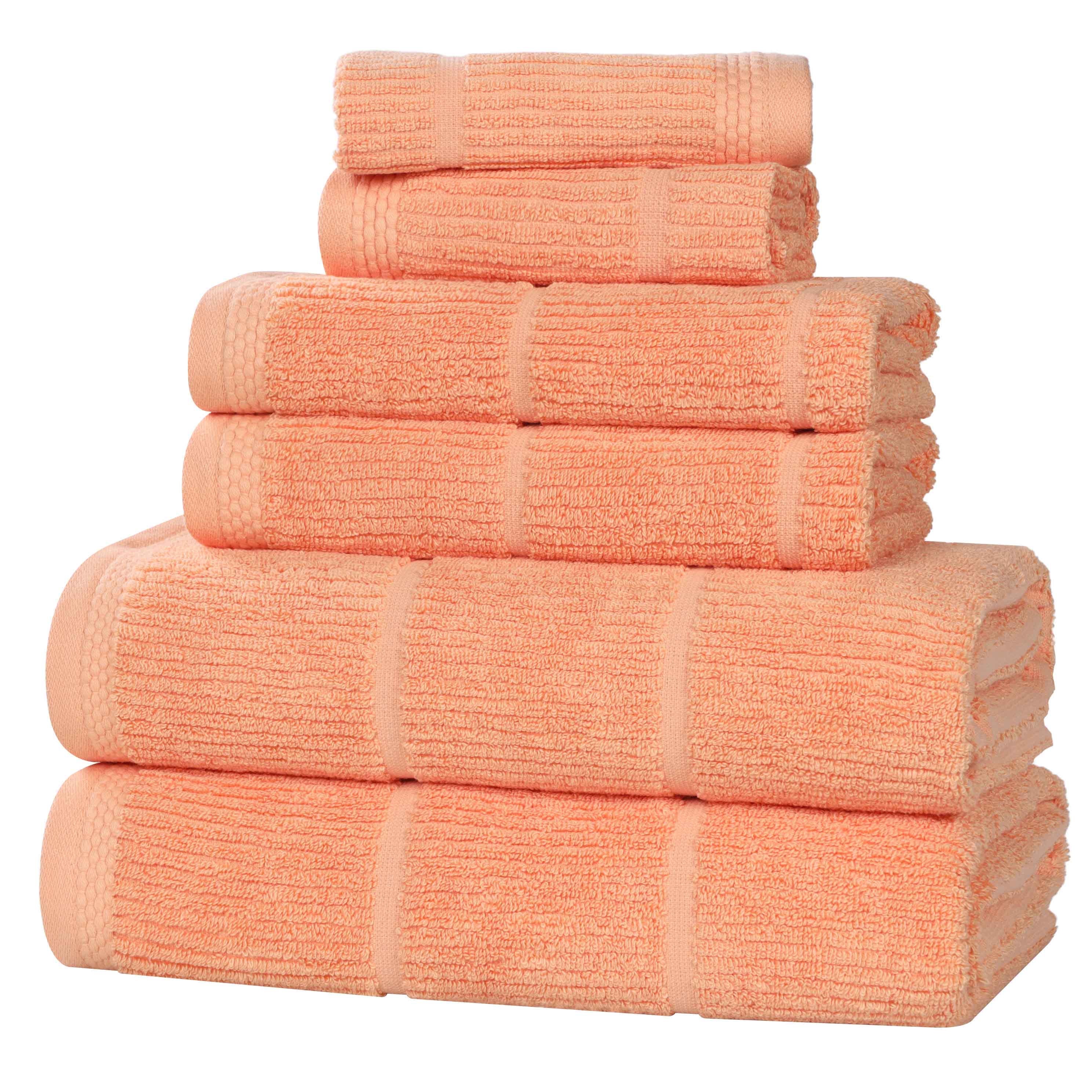 Milo Smart Twist Cotton Solid Ribbed Design 6-Piece Bath Towel Set - Soft & Absorbent for Spa, Gym, and Home Use