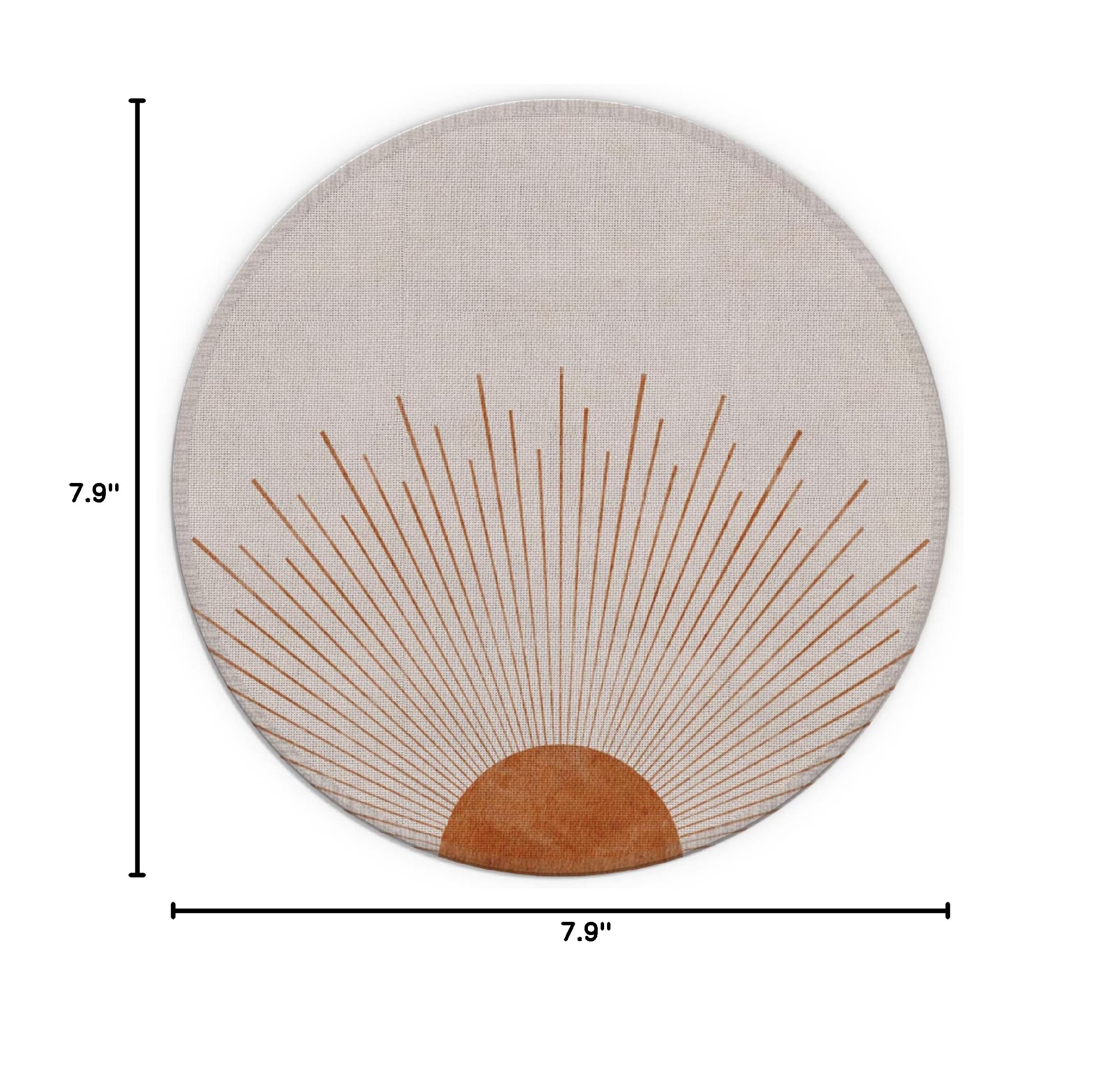 Boho Mouse Pad 7.9x7.9 Inch - Waterproof Rubber Round Desk Mat, Aesthetic Small Beige Mousepad for Office, Home & Gaming Setup - Non-Slip Base & Smooth Surface for Computers & Laptops