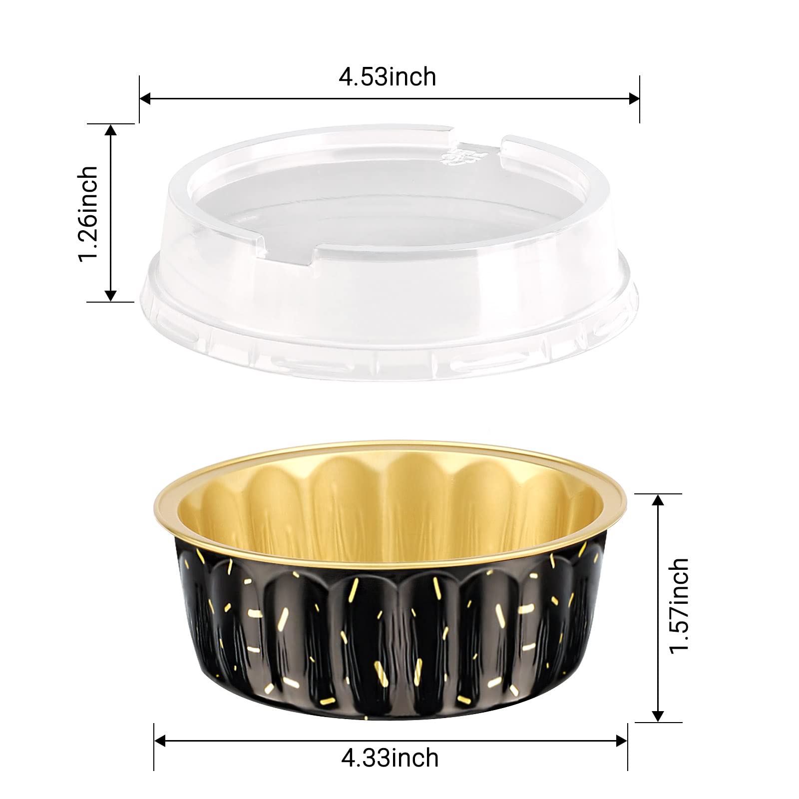EUSOAR 30-Pack 8oz Aluminum Muffin Cups with Lids - Disposable Foil Baking Liners for Cupcakes, Creme Brulee & Desserts - Perfect for Home Baking, Party Treats & Professional Pastry Chefs