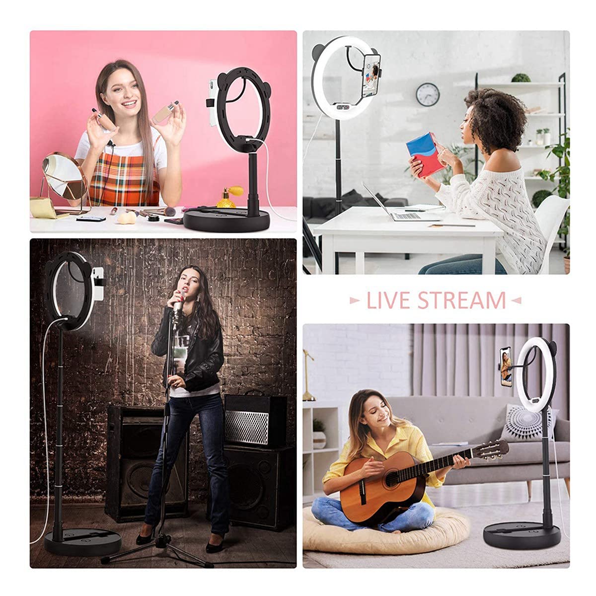 Portable Makeup Ring Light - 3 Colors, 10 Brightness for Streaming & Photography