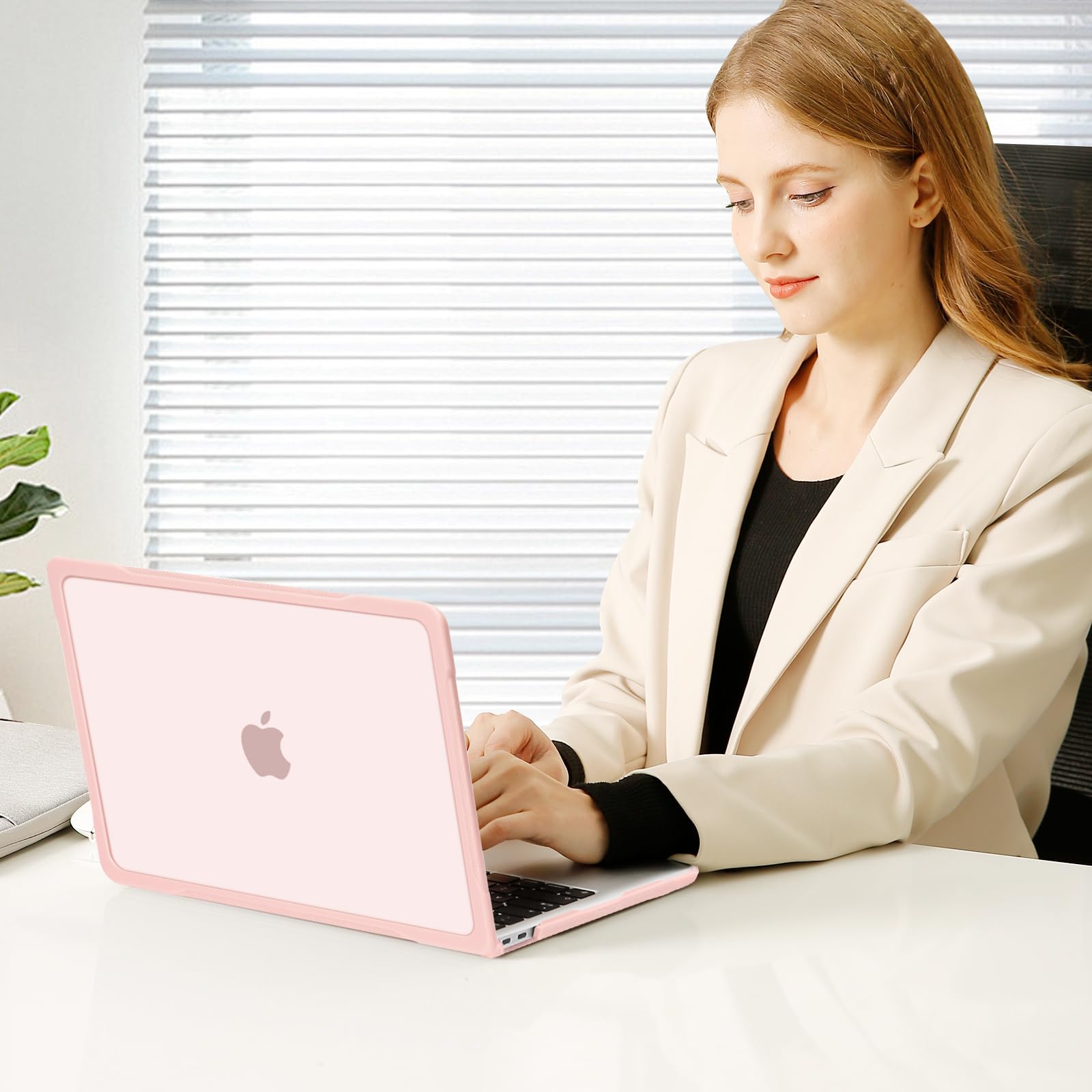 MOSISO MacBook Air 13 Inch Case 2020-2022 (A2337 M1/A2179/A1932) - Soft TPU Bumper & Hard Shell Cover with Anti-Fingerprint Coating | Includes Keyboard Protector | Perfect for Work, Travel & School (Pink)