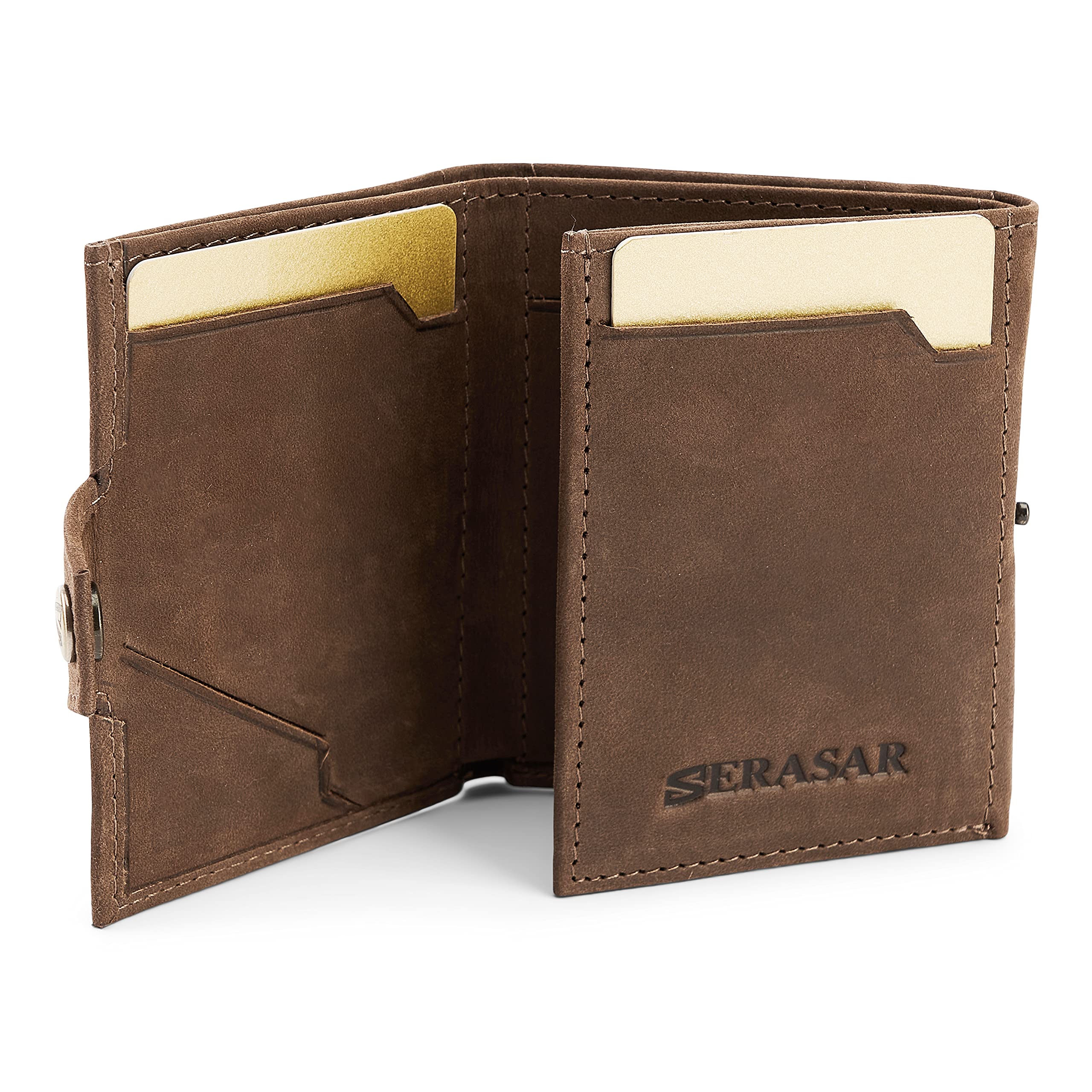 SERASAR Genuine Leather RFID Blocking Wallet for Men - Brown Leather Bifold Wallet with Note & Coin Compartments - Perfect Gift Box Included (Ideal for Travel, Business & Everyday Use)