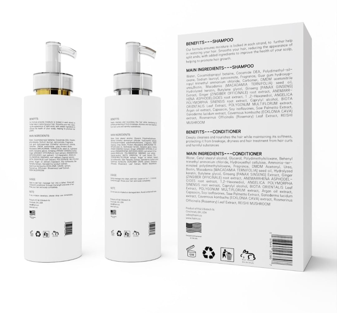 DHT Blocker Shampoo & Conditioner Set for Hair Growth - Vegan Formula with Biotin, Argan Oil & Keratin | Sulfate-Free, Paraben-Free Hair Care for Men & Women | Moisturizing Treatment with 30 Natural Botanicals | Perfect for Thinning Hair & Scalp Care