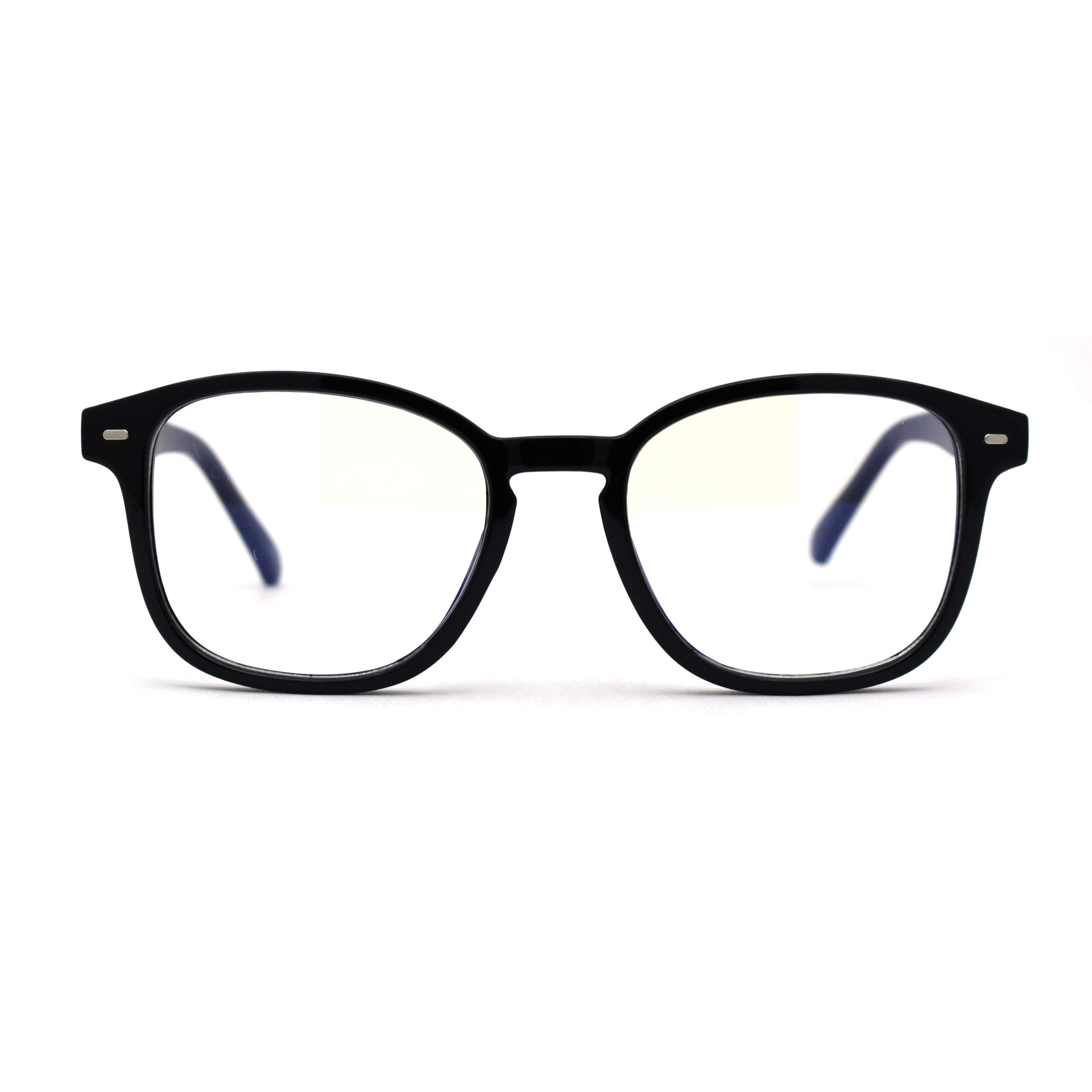 Blue Light Blocking Computer Glasses SA106 - Rectangular Horn Rim Keyhole Frame for Eye Strain Relief | Perfect for Office Work, Gaming & Screen Time