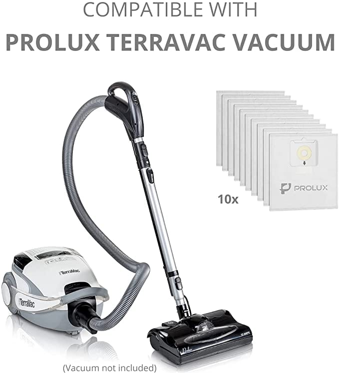 10-Pack Replacement Bags for Prolux TerraVac Vacuum Cleaner - Dust Filter Bags for Home Cleaning & Pet Hair Removal