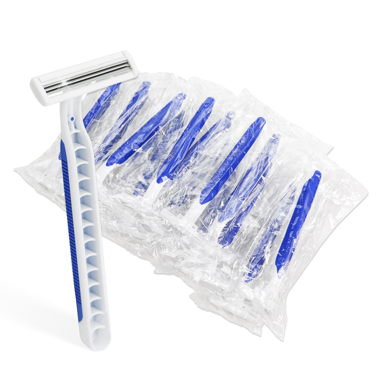 100 Pack Disposable Razors for Men & Women - 3-Blade Single Use Shavers with Clear Protective Cap - Bulk Travel Razors Individually Wrapped - Perfect for Hotels, Airbnbs, Homeless Shelters, Charity Donations & Travel Essentials