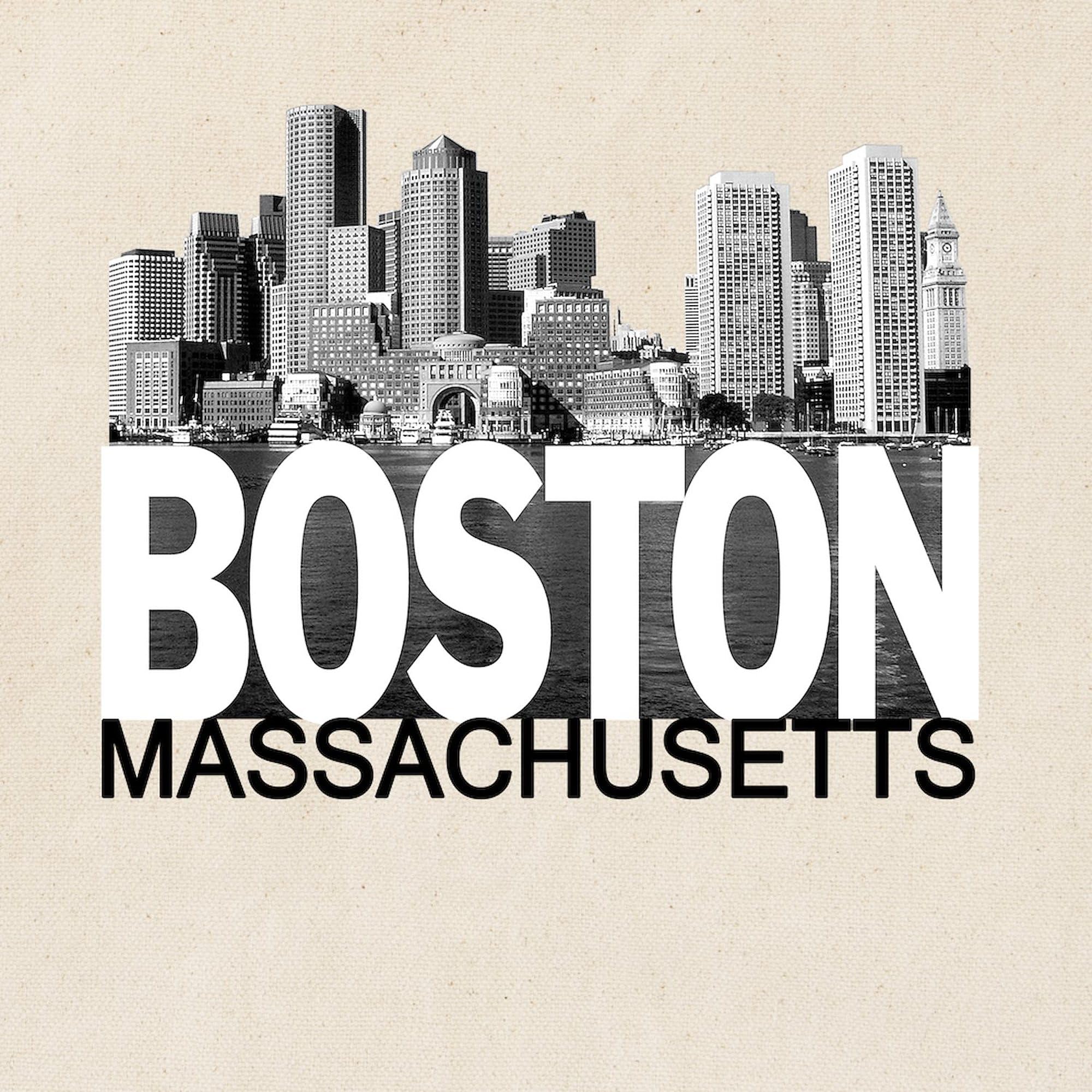 Boston Skyline Tote Bag - Natural Canvas Reusable Shopping Bag for Groceries, Beach & Travel | Eco-Friendly Boston Gift Idea