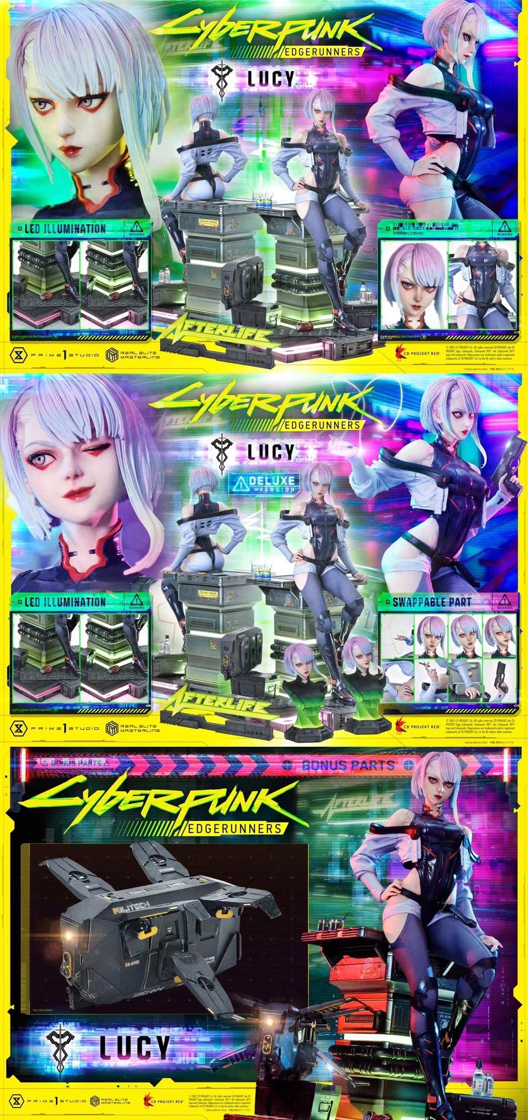 Prime 1 Studio Licensed Cyberpunk 2077 Lucy Statue - Official Collectible Figure for Anime & Gaming Fans | Perfect for Display in Home, Office, or Gaming Room