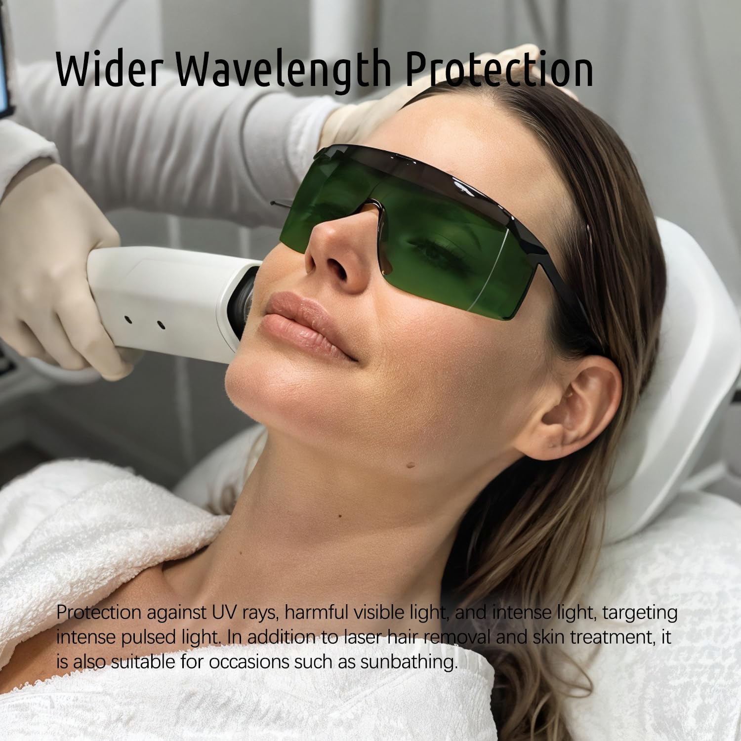 IPL Safety Glasses 200-2000nm - Laser Eye Protection Goggles with Anti-Fog & UV400 Filter, 2.5mm Thickened OD4+ Lens for Hair Removal, Tanning - Perfect for Home IPL Devices and Professional Salon Use