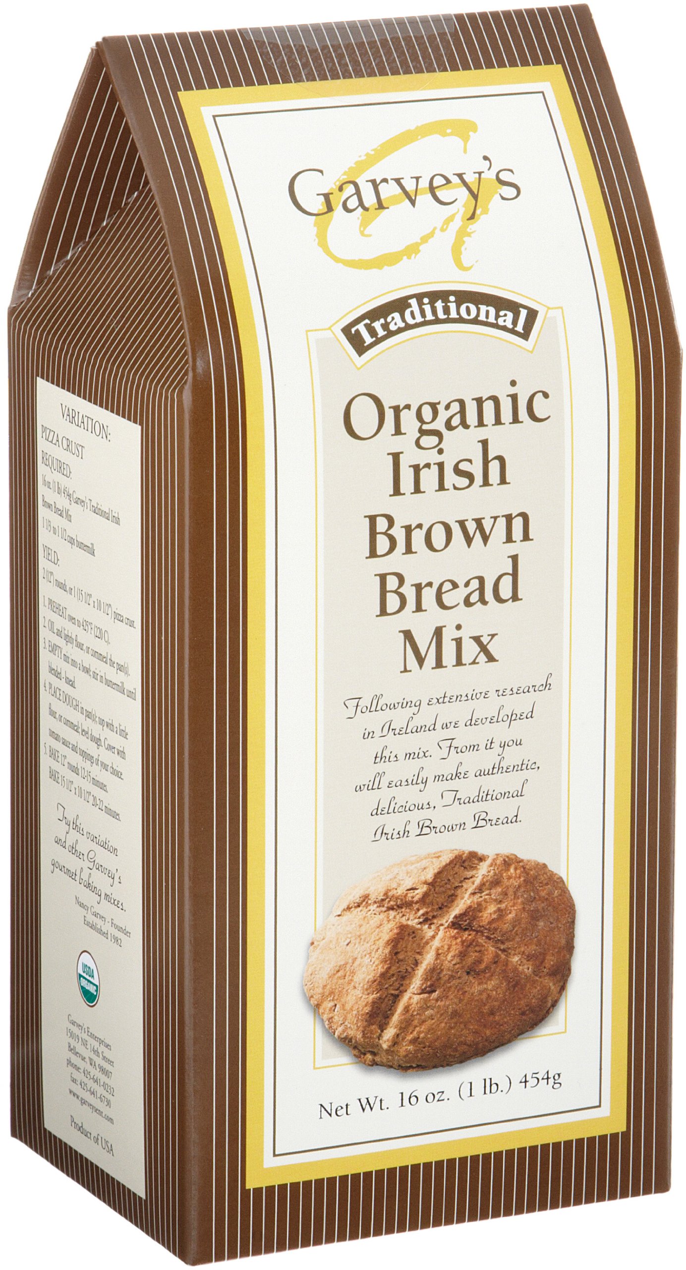 Organic Irish Brown Bread Mix by Garvey's - 16 oz | Traditional, All-Natural Ingredients | Perfect for Breakfast, Sandwiches & Healthy Snacks