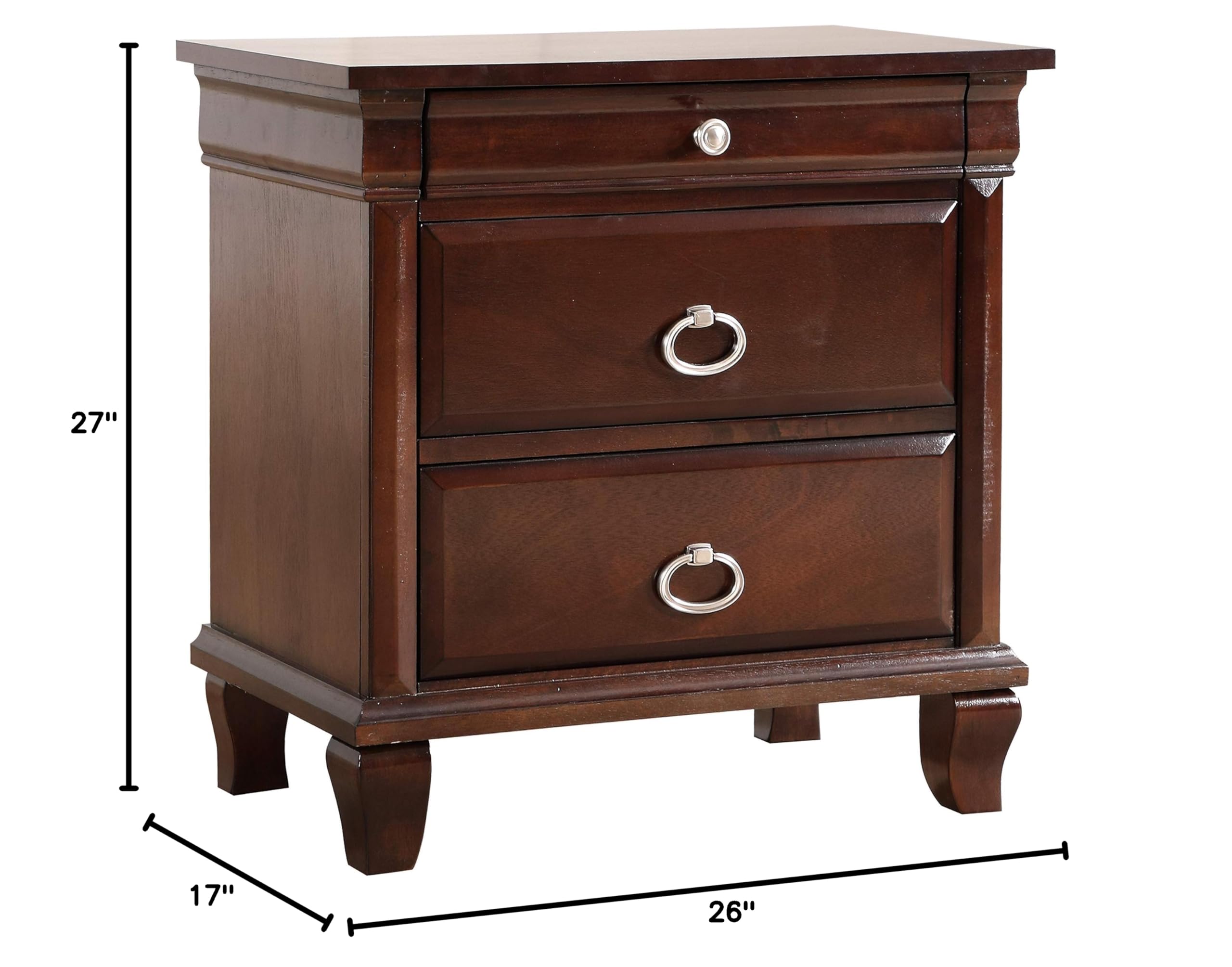 Glory Furniture Triton 2-Drawer Nightstand in Cappuccino Finish - Modern Bedside Table for Bedroom, Guest Room & Nursery