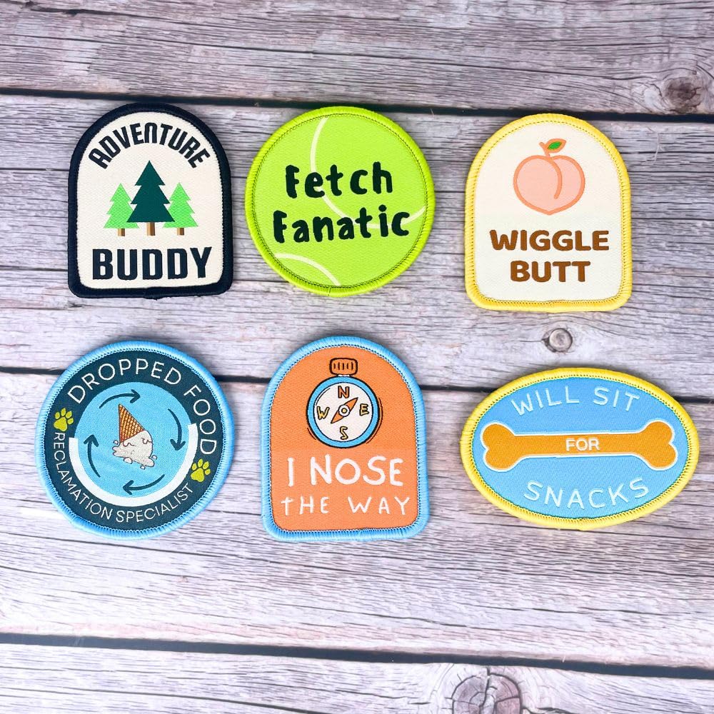 YJ PREMIUMS 6PC Dog Harness Patches - Funny Cute Embroidery Patches for Tactical Vests, Collars & Training | Removable Hoop & Loop Service Dog Accessories - Perfect for Working Dogs, Pet Training & Outdoor Adventures