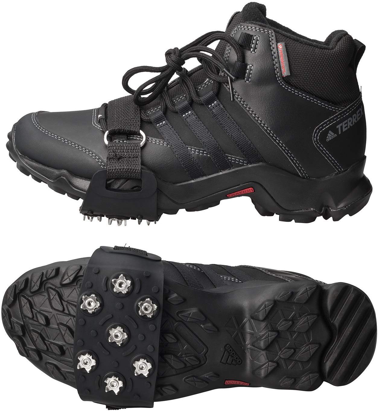 7-Point Anti-Skid Crampon Traction Cleats for Walking, Jogging, Hiking & Mountaineering - Ice & Snow Grips for Boots & Footwear - Perfect for Winter Trails, Icy Sidewalks & Outdoor Adventures