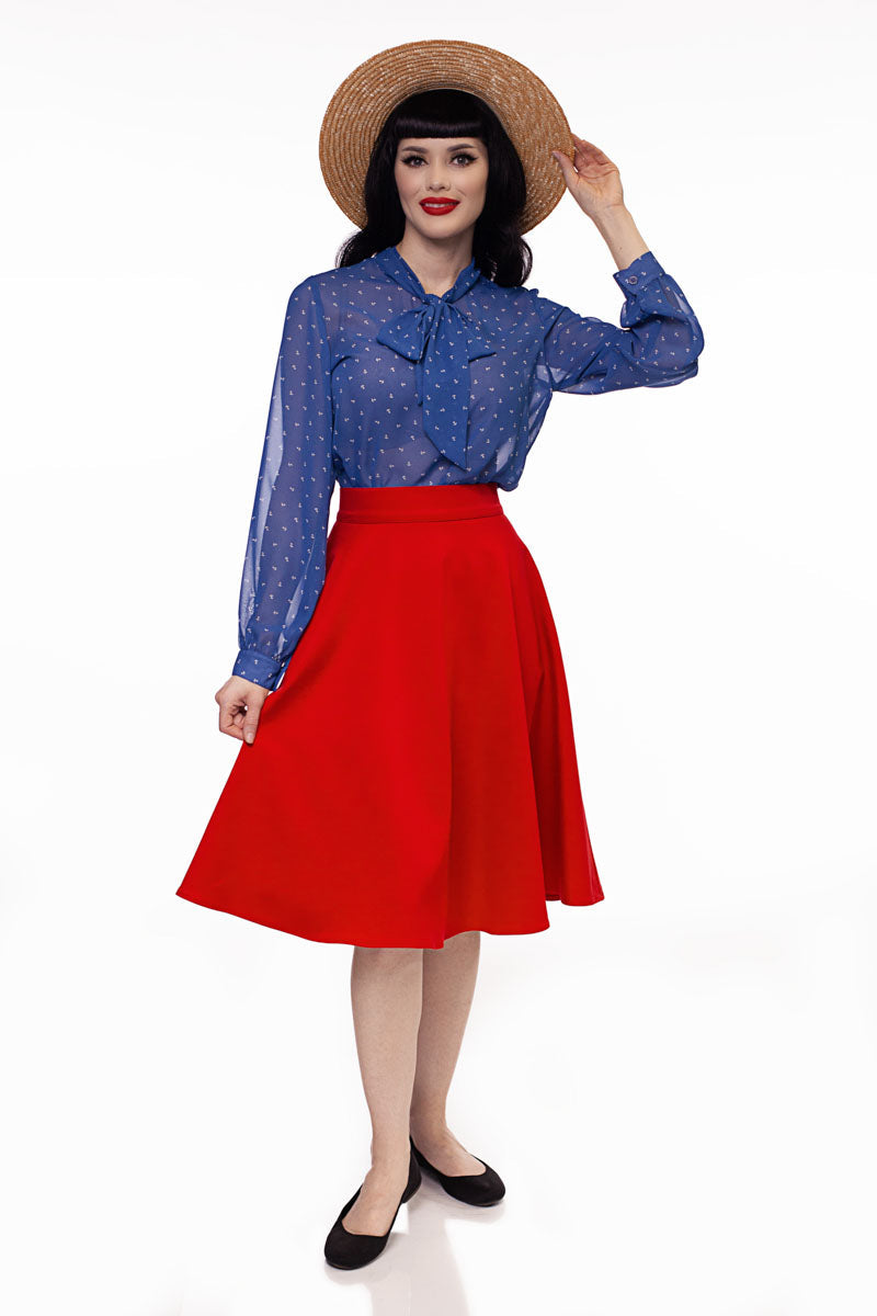 Charlotte Red Skirt for Women - Elegant A-Line Midi Skirt for Office, Party & Casual Wear | Perfect for Work, Date Night & Everyday Outfits