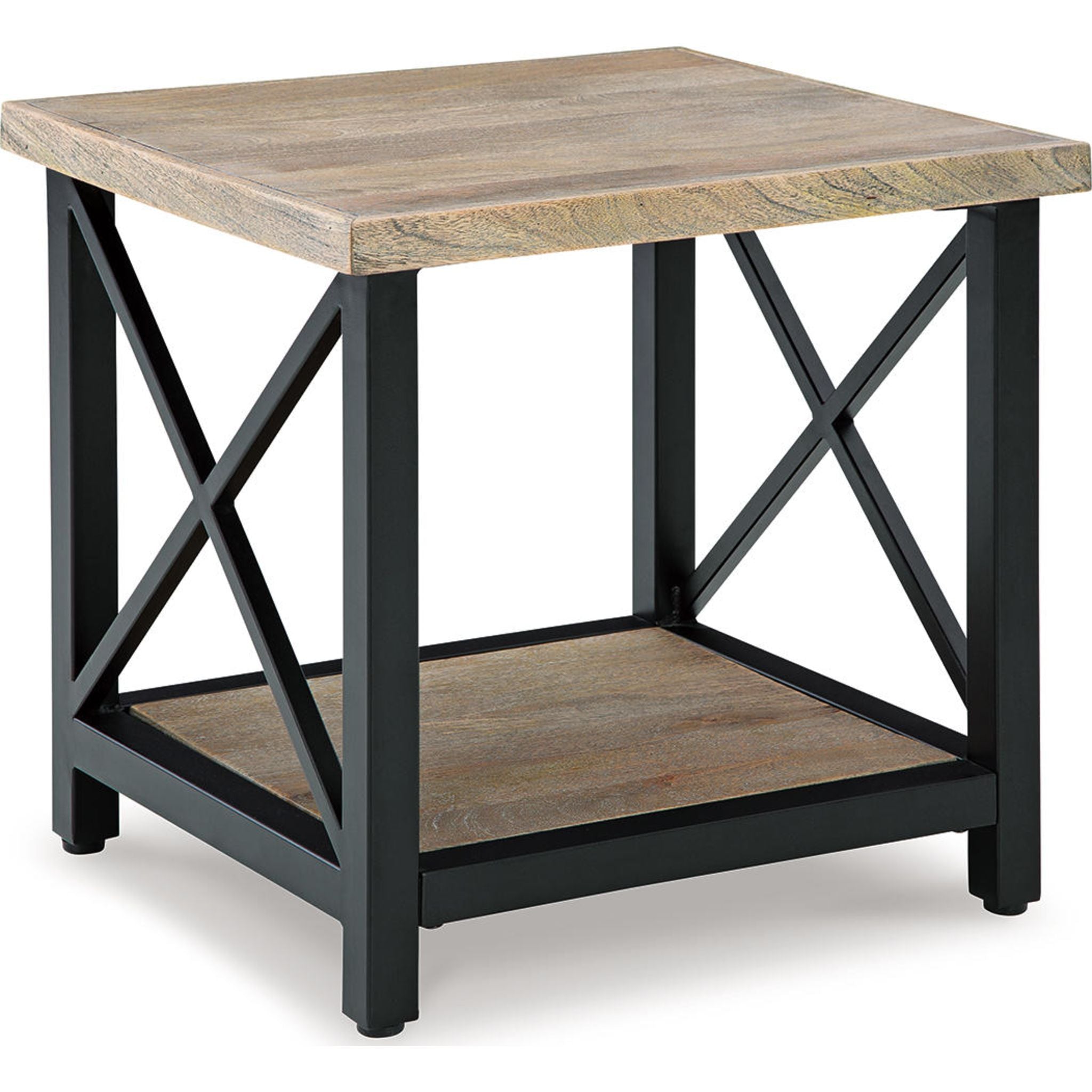 Bristenfort End Table - Modern Side Table for Living Room, Bedroom, or Office - Brown/Black Wooden Nightstand with Storage Shelf - Perfect for Small Spaces, Coffee Table Alternative, Home Decor Accent