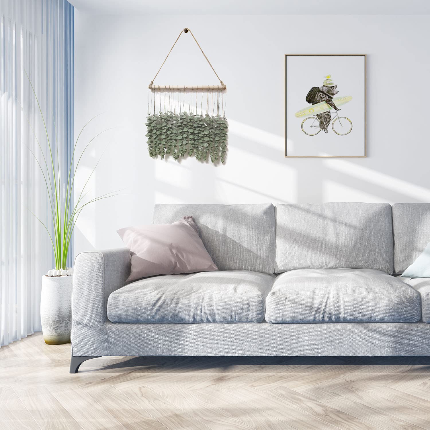 Artificial Eucalyptus Wall Hanging - Farmhouse Boho Decor for Bedroom & Living Room