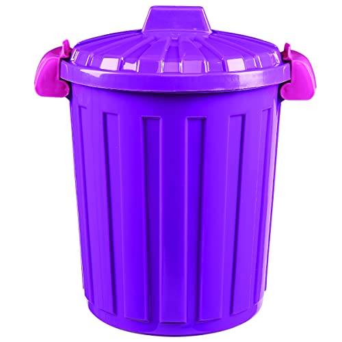 Hemi Casa 6.6 Gallon Round Lid Trash Can - Durable Stainless Steel Garbage Bin for Indoor & Outdoor Use | Purple Wastebasket for Home, Office, Kitchen, Bathroom & Patio