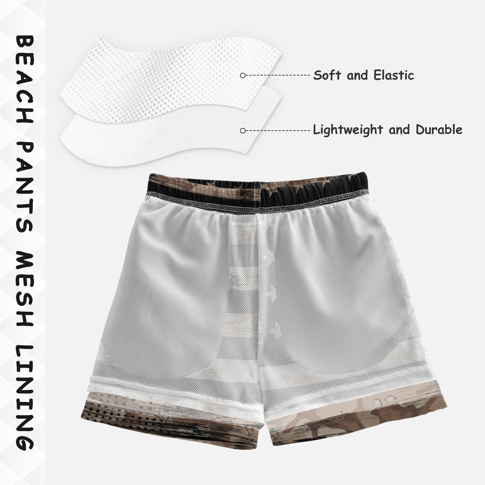 Senya Boys Swim Trunks - USA Flag & Desert Camo Beach Board Shorts for Kids & Toddlers | Quick-Dry Swimwear for Pool, Beach & Summer Activities