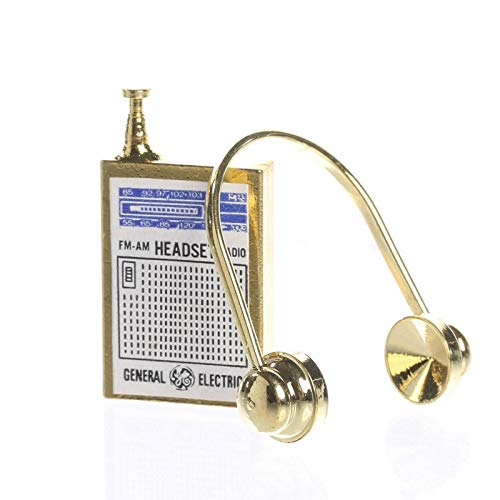 Vintage Miniature Radio and Headphones Set - 6 Piece Dollhouse Accessories for DIY Crafts, Miniature Scenes & Collectors - Perfect for Dollhouse Decor, Fairy Gardens & Model Train Displays