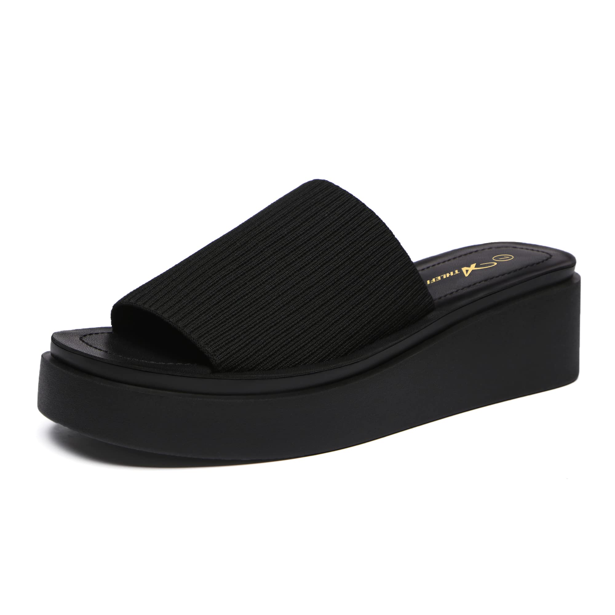 Athlefit Women's Slip-On Platform Sandals - Comfortable Open Toe Flatform Chunky Sandals for Summer, Beach, and Casual Outfits