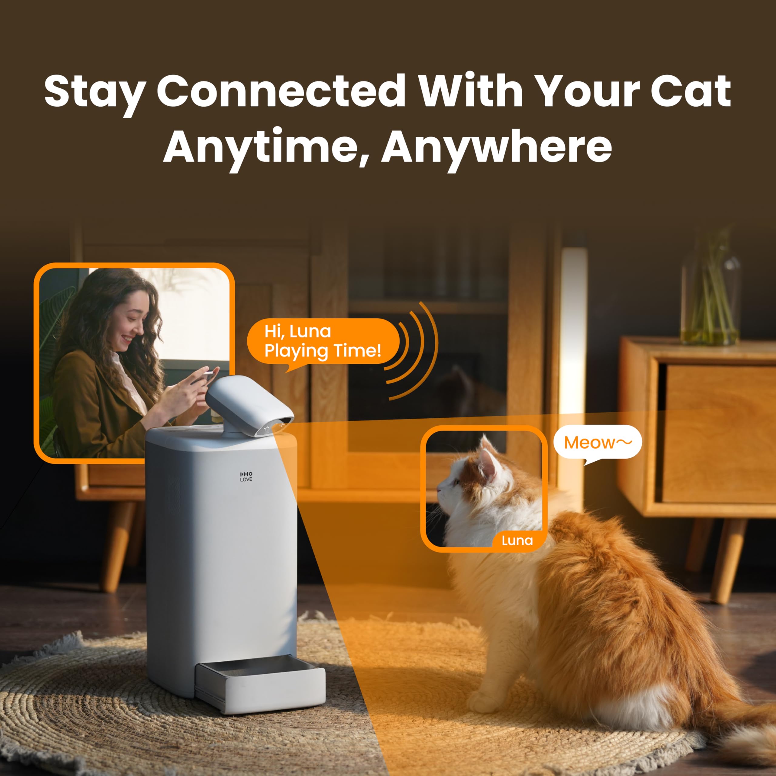 Automatic Cat Feeder with 360° Camera - 2K HD Video, Night Vision & 2-Way Audio | 5G WiFi Smart Pet Food Dispenser with Low Food Sensor | Record & Monitor Your Cat | Perfect for Travel, Work & Multi-Pet Homes