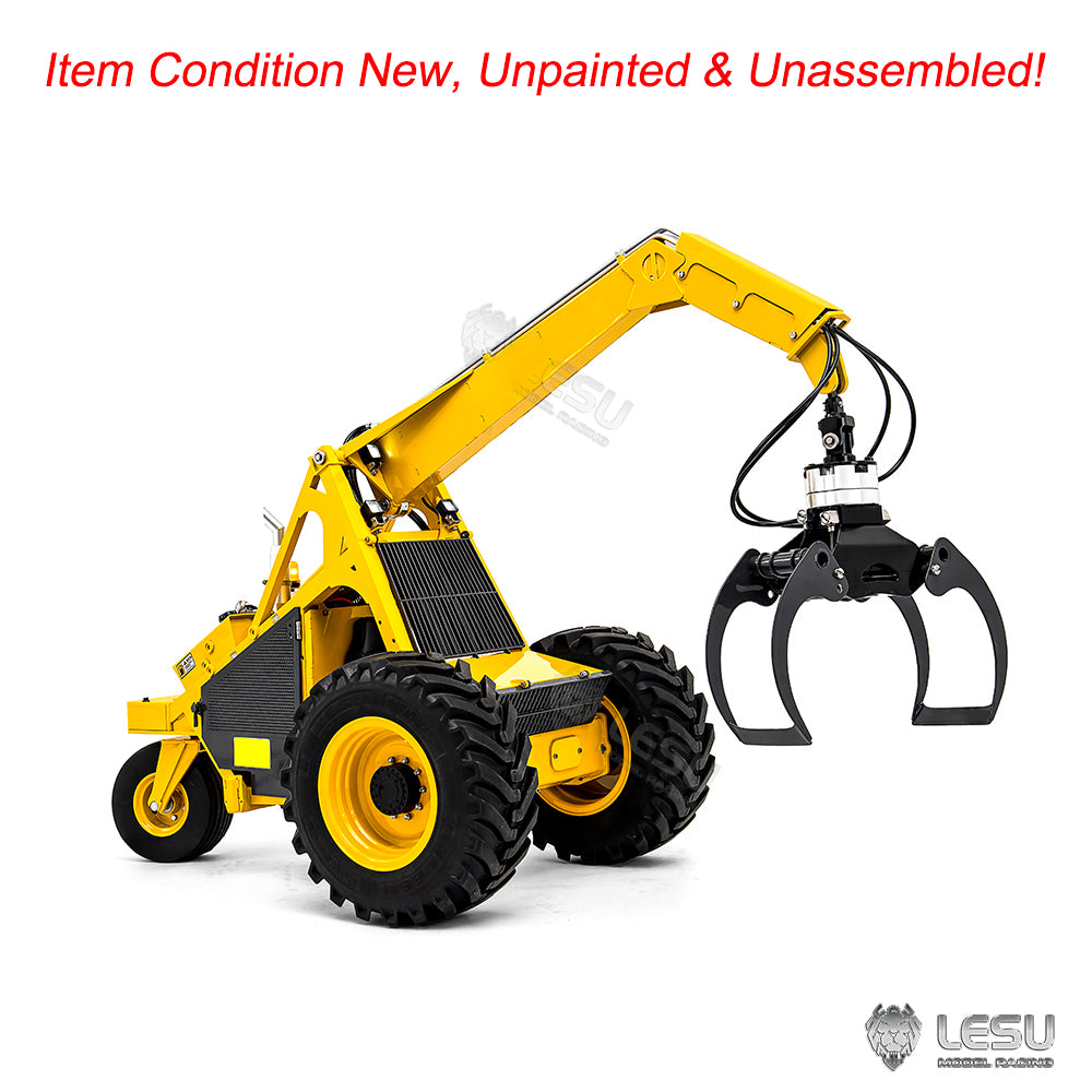 LESU 1/14 Scale Unassembled Metal RC Hydraulic Log Loader Model Kit - Remote Control 4CH Valve with Grabber & Light for Sugarcane Loading (AOUE 225A) - Perfect for Construction Simulation, Farm Work & Hobbyist Collectors
