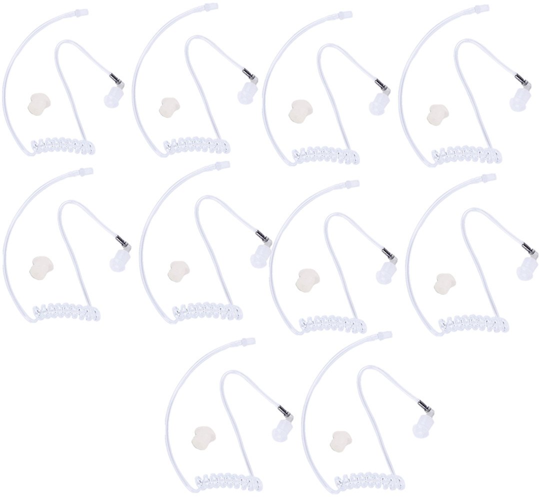Lsgoodcare 10-Pack Replacement Covert Acoustic Air Coil Audio Tube with Earbuds - Compatible with Motorola, Kenwood, Icom, Yaesu Two-Way Radios - FBI Covert Surveillance Earpiece Headset for Law Enforcement & Security Professionals