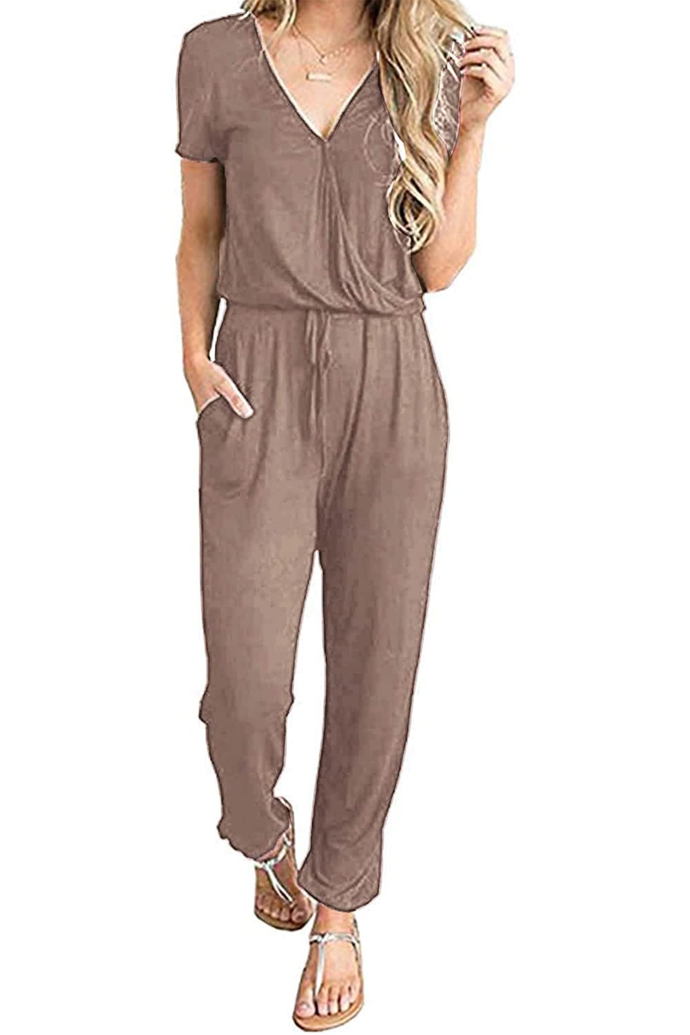 PRETTYGARDEN Women's Jumpsuits - 2025 Spring Summer Casual & Dressy Short Sleeve Romper for Travel, Vacation & Airport Outfits | Perfect for Beach Trips, Weekend Getaways & Summer Adventures