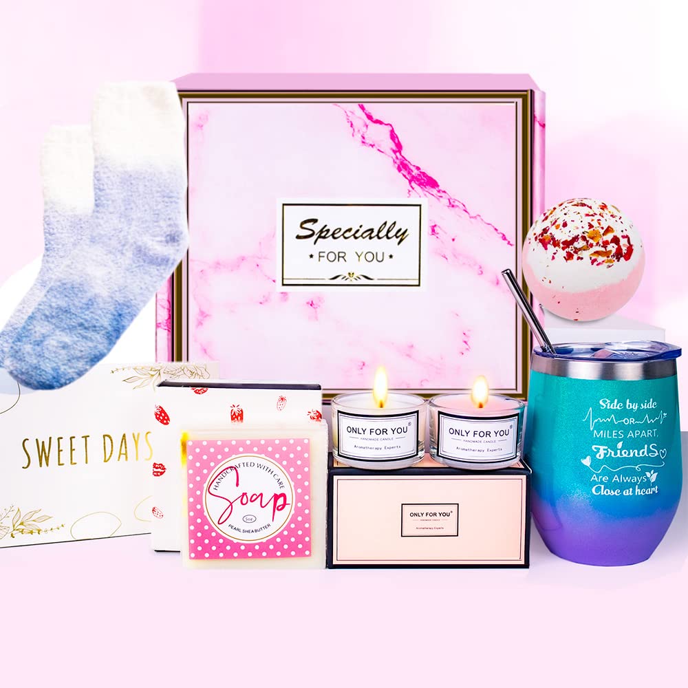 Relaxing Spa Gift Basket Box for Women - Unique Birthday Bath Set for Mom, Sister, Best Friend - Glitter Mermaid Theme - Perfect for Birthdays, Anniversaries, and Self-Care Moments