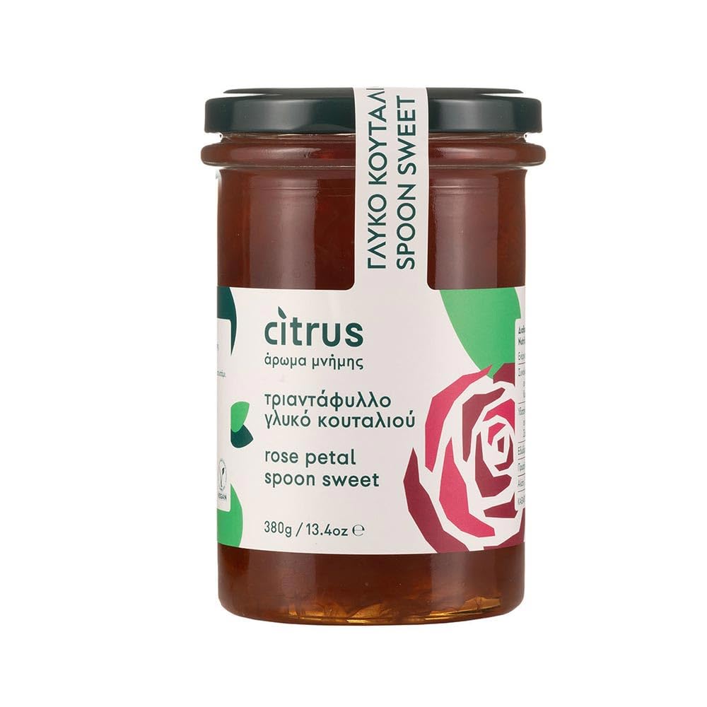 Citrus Chios - Rose Petal Spoon Sweet - All-Natural Greek Rose Petal Preserves in Syrup - Handmade in Small Batches - 13.4oz (380g) - Perfect for Tea, Desserts & Gourmet Gifting