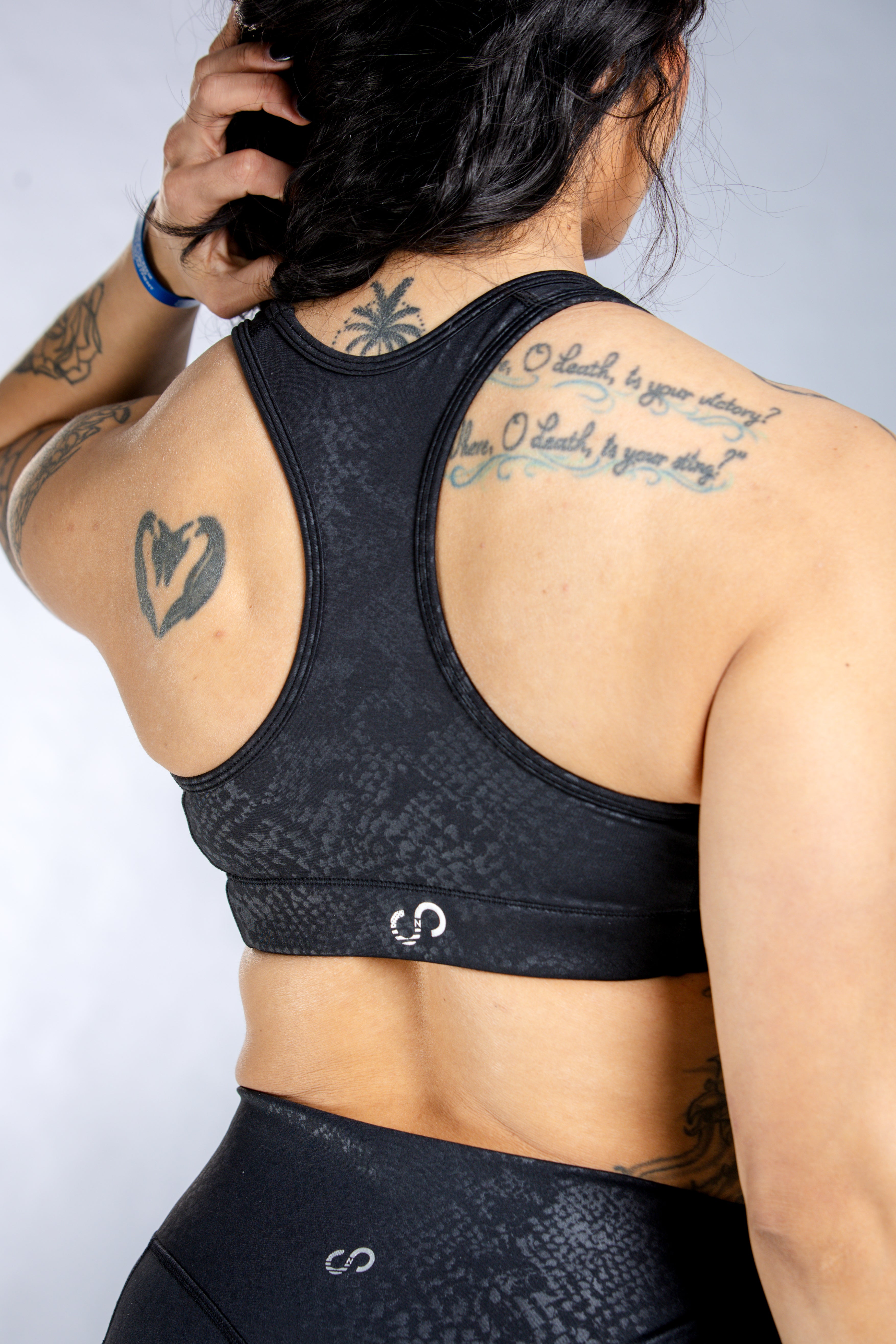 High Support Workout Sports Bra for Women - Black Snakeskin Print | Yoga, Running, Gym & Activewear